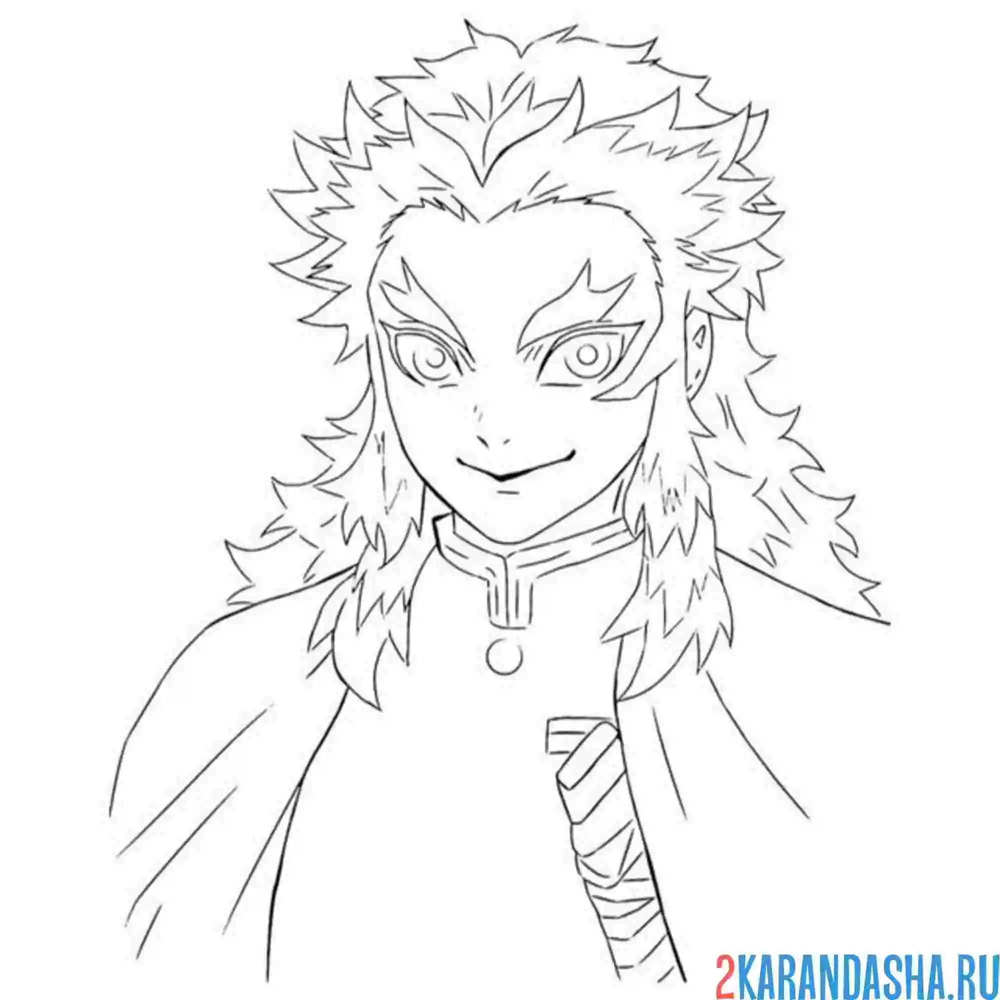 Раскраска столп пламени кёджуро ренгоку