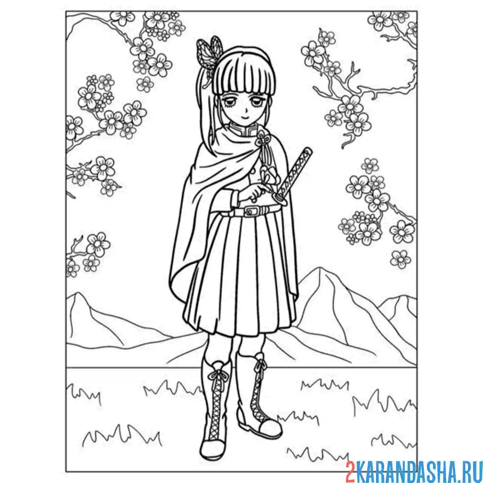 Раскраска milaya kanao клинок рассекающий демонов