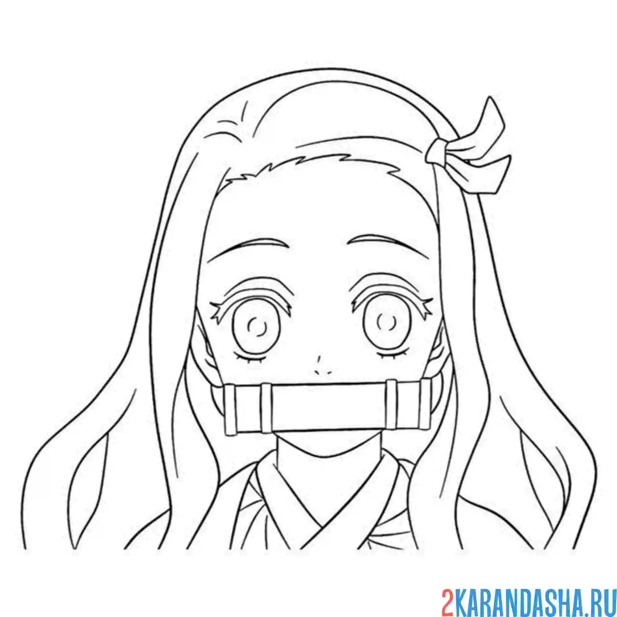 Раскраска портрет незуко клинок рассекающий демонов