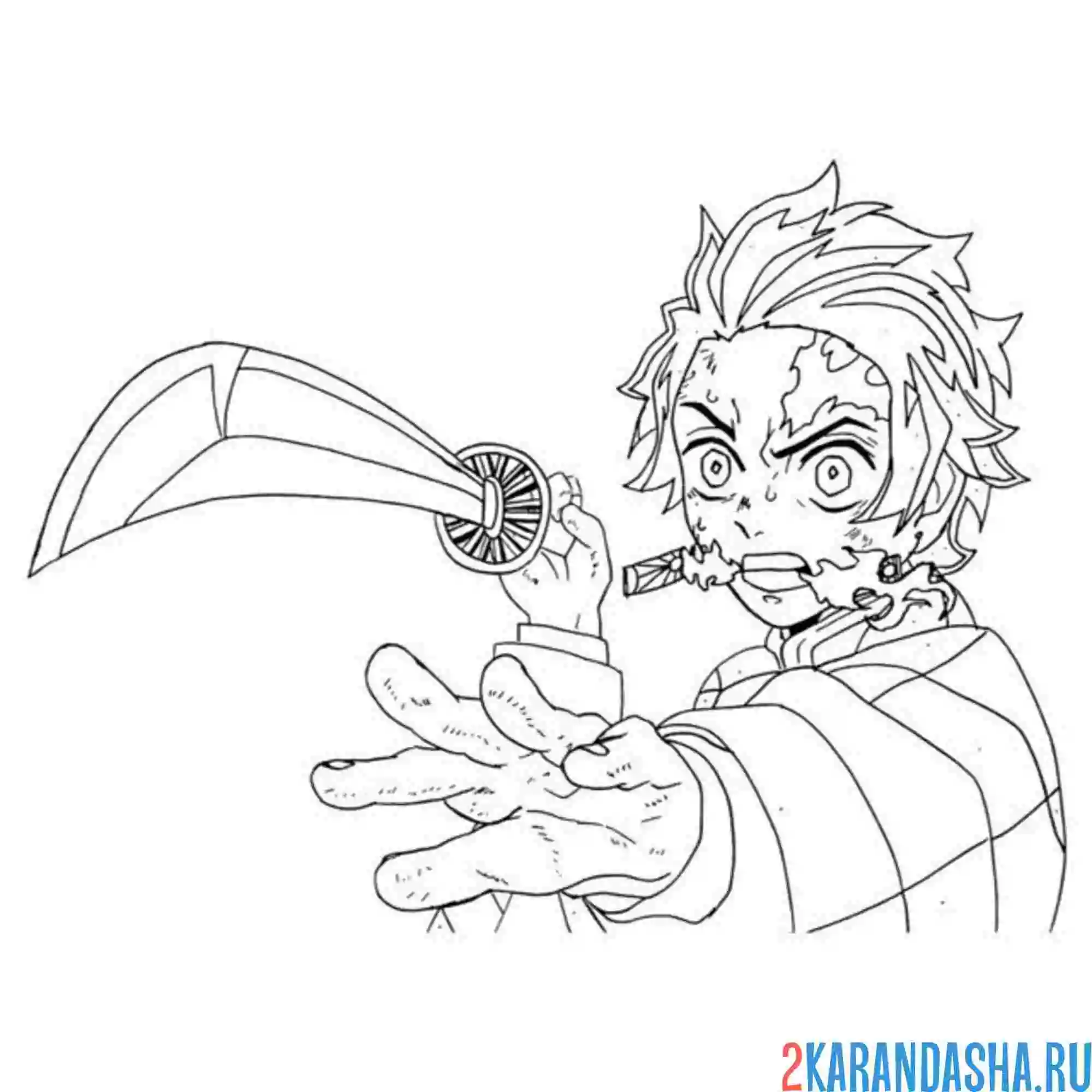 Раскраска танжиро воин