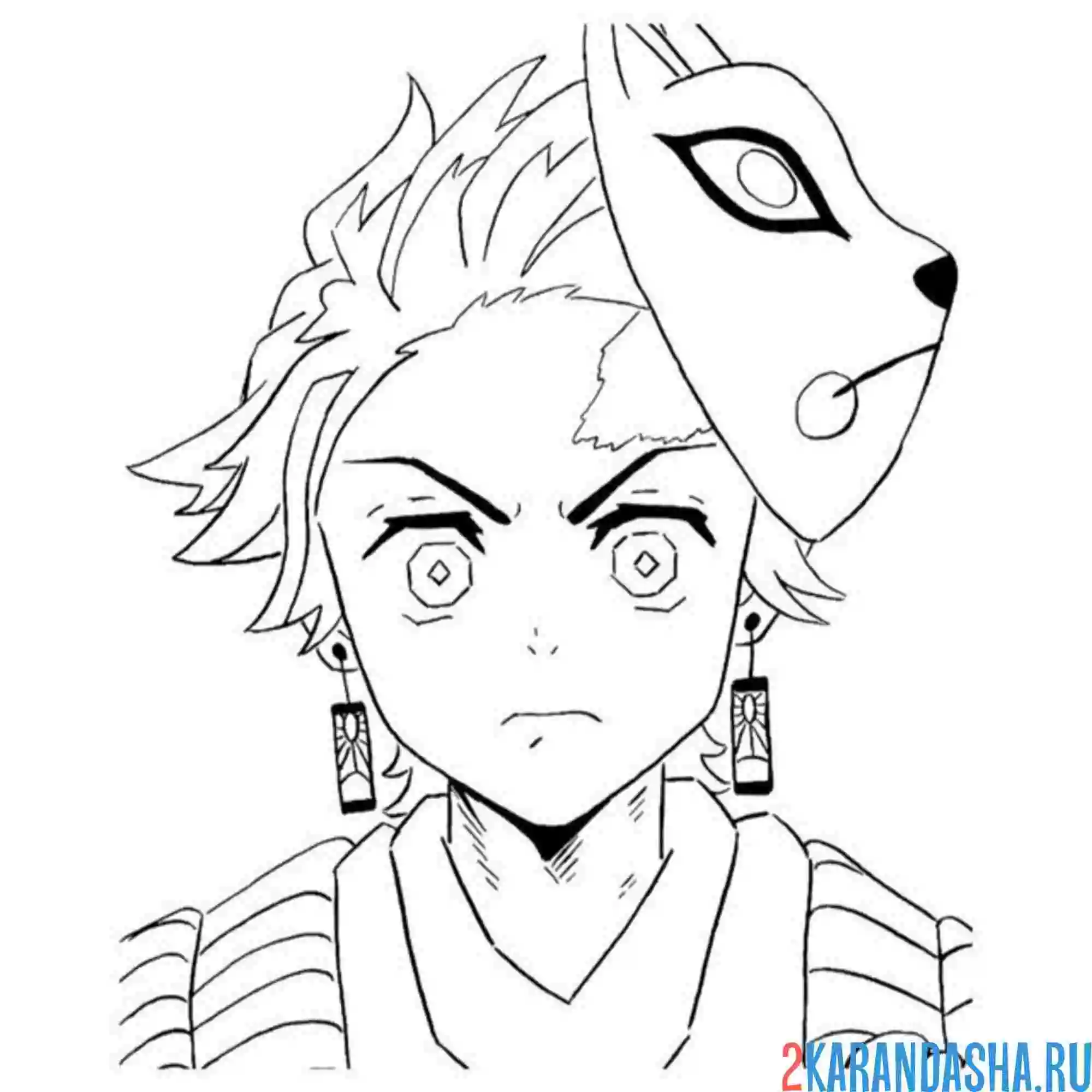 Раскраска танжиро маска