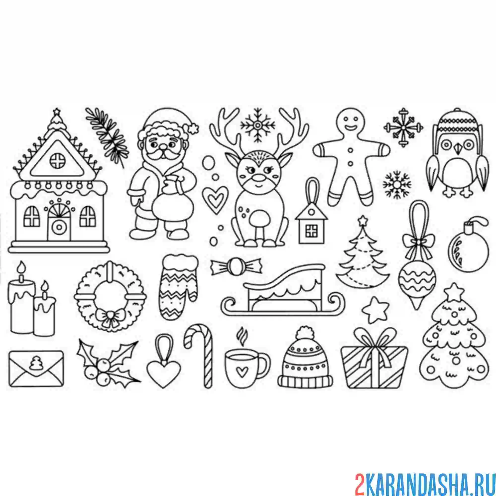 Раскраска 2025 новый год коллаж