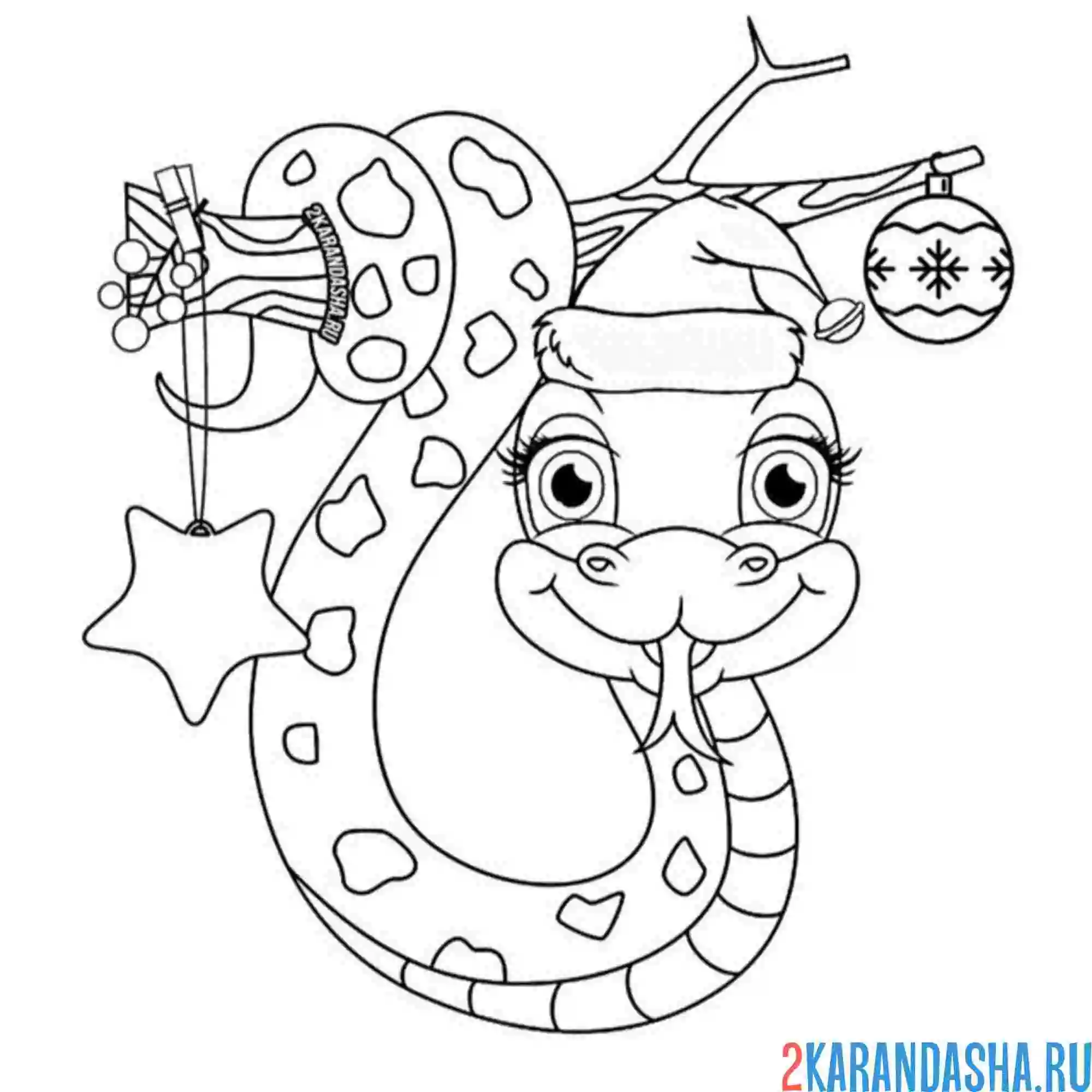 Раскраска символ 2025 года змея