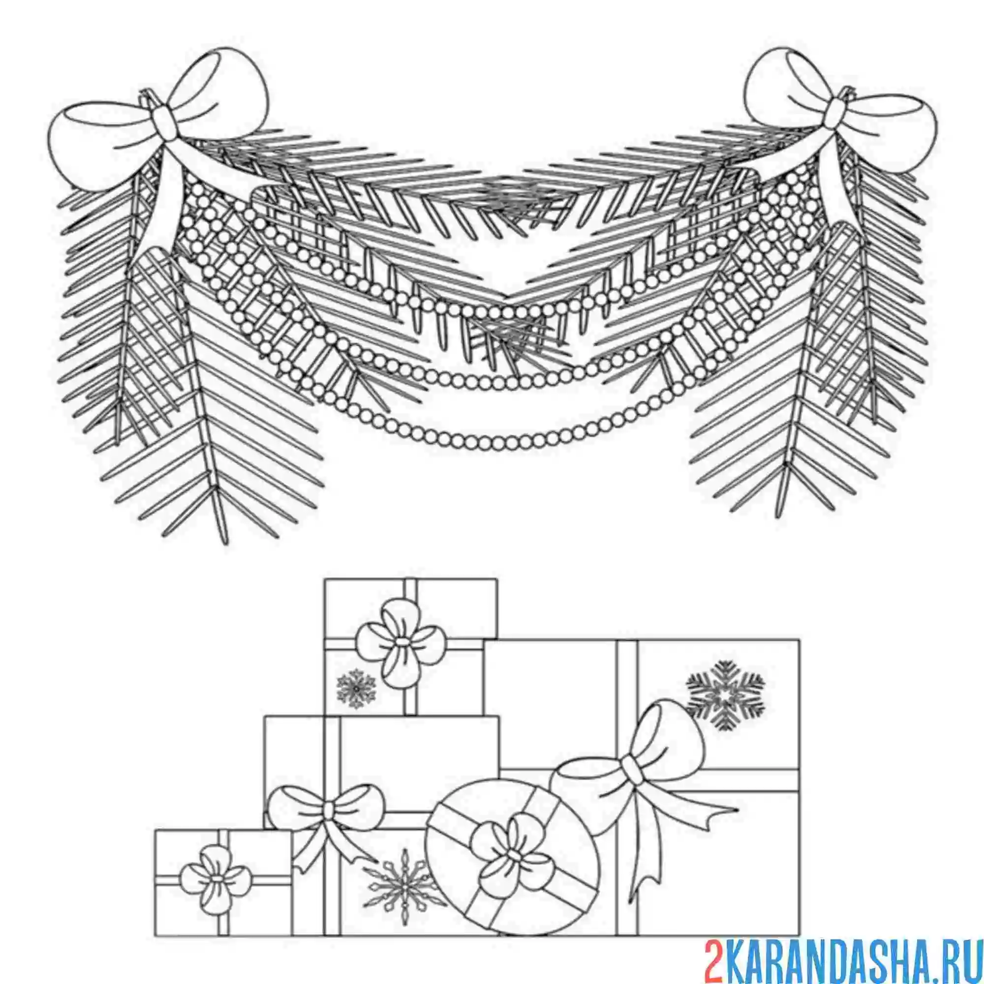 Раскраска елка простая на 2025 год