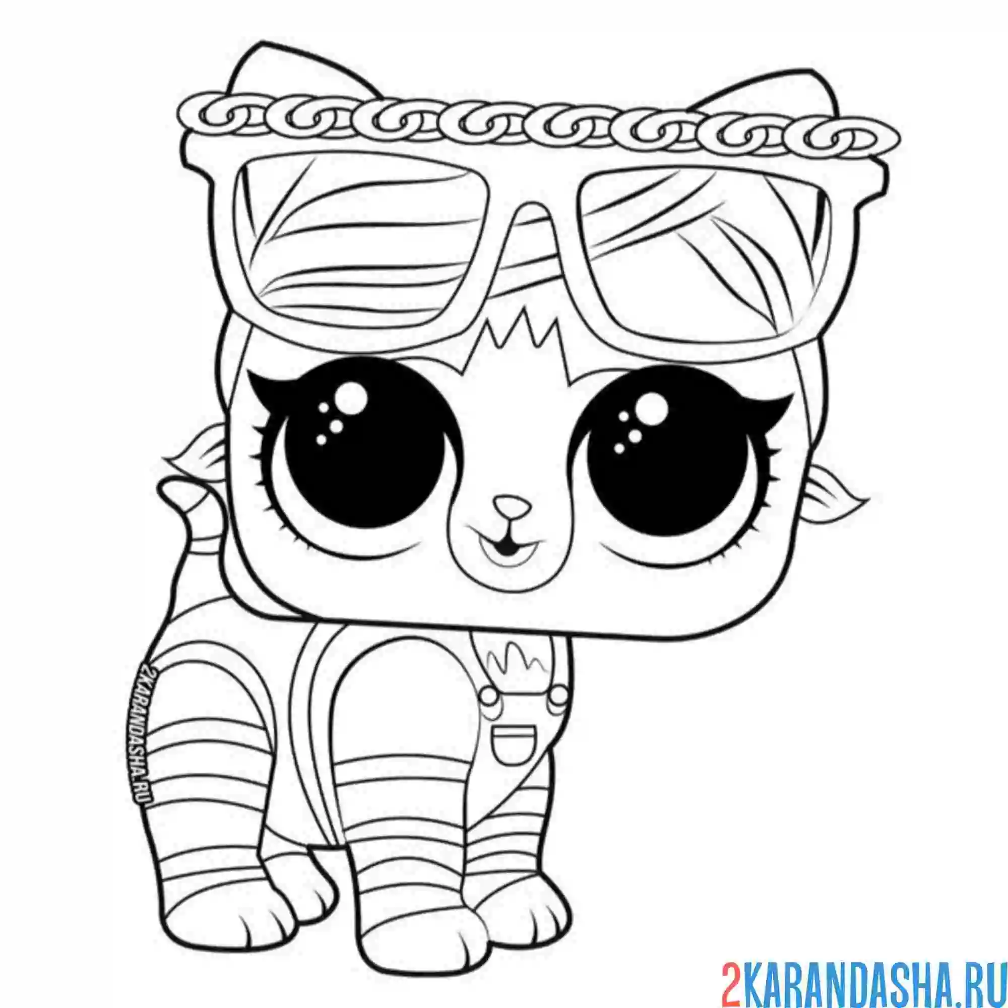Раскраска лол питомцы шорти китти (коротышка котенок)