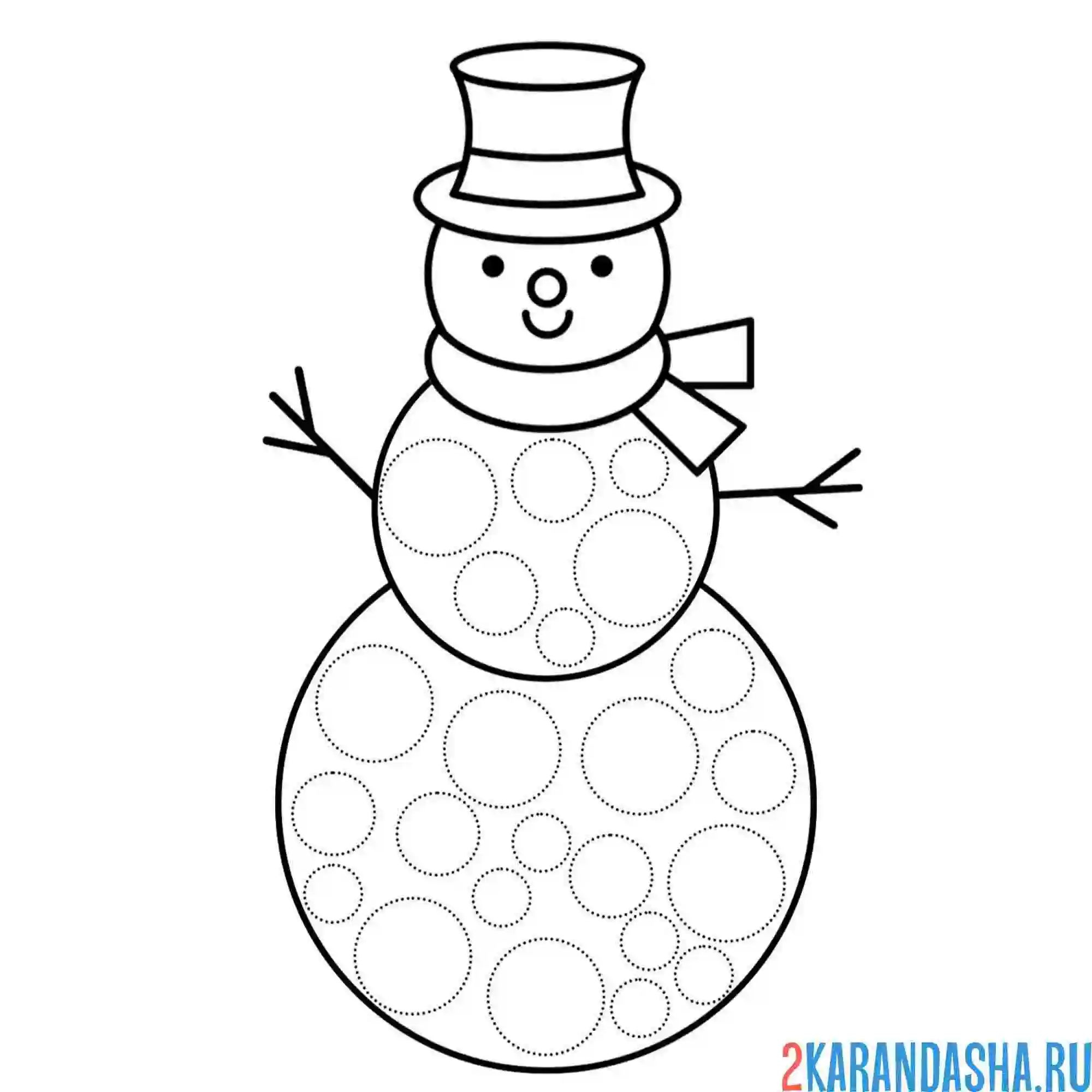 Раскраска новогодняя поделка ватный снеговик