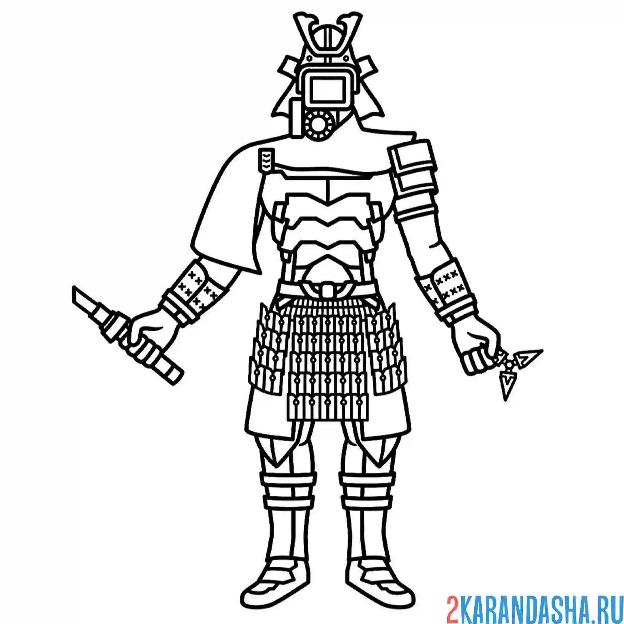 Раскраска самурай камерамэн