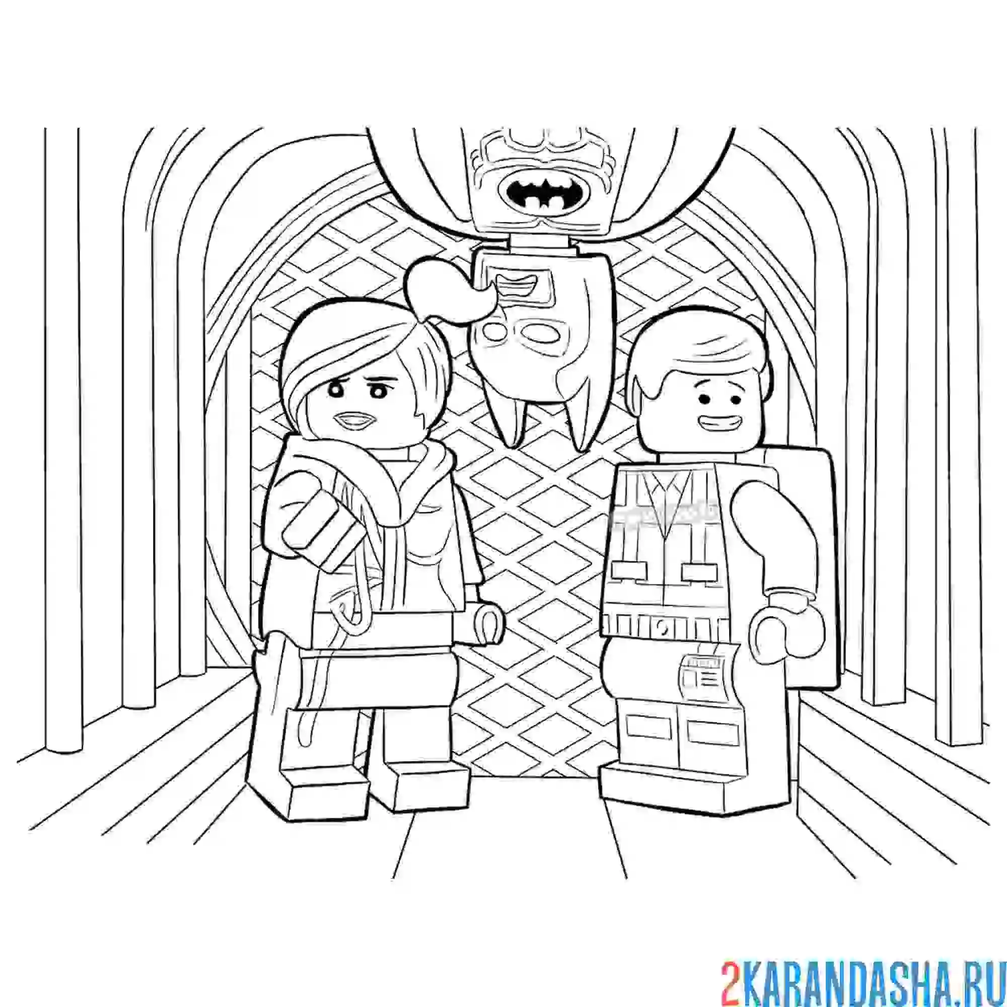 Раскраска дикарка, эммет и бэтмен