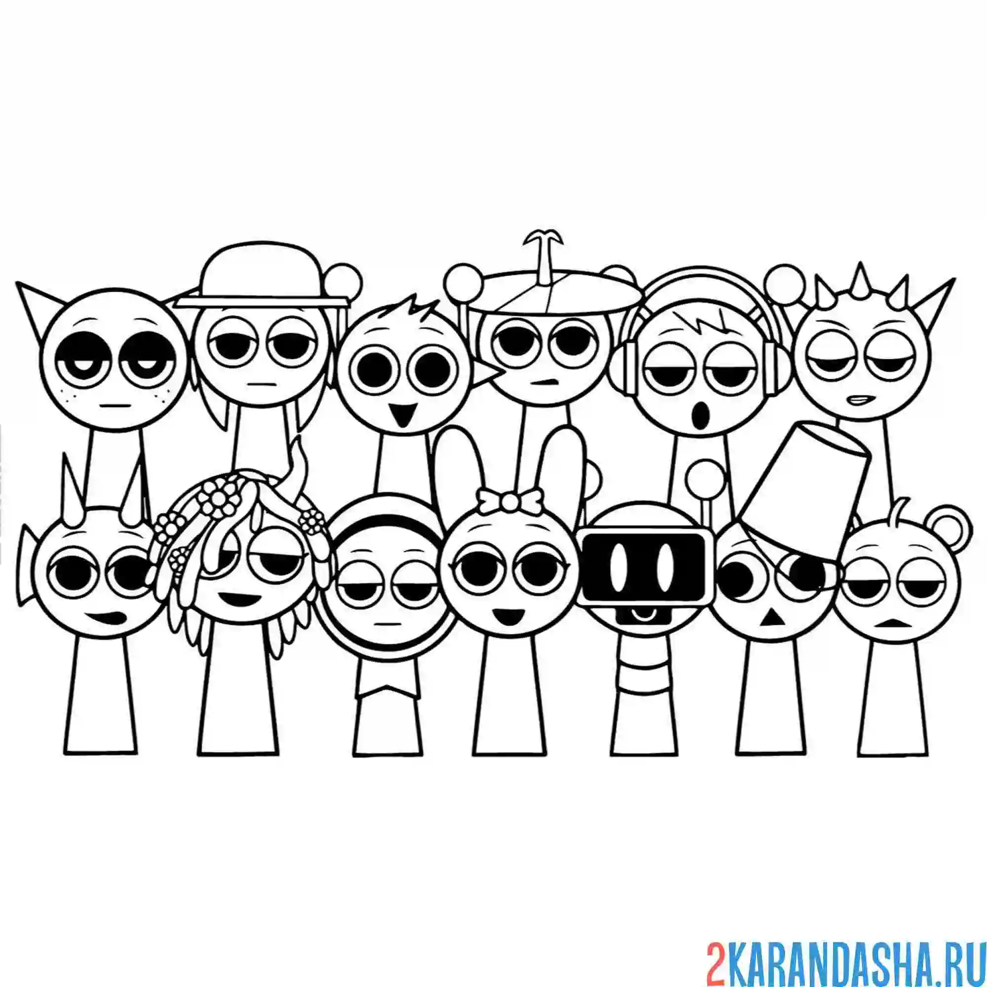 Раскраска sprunki персонажи