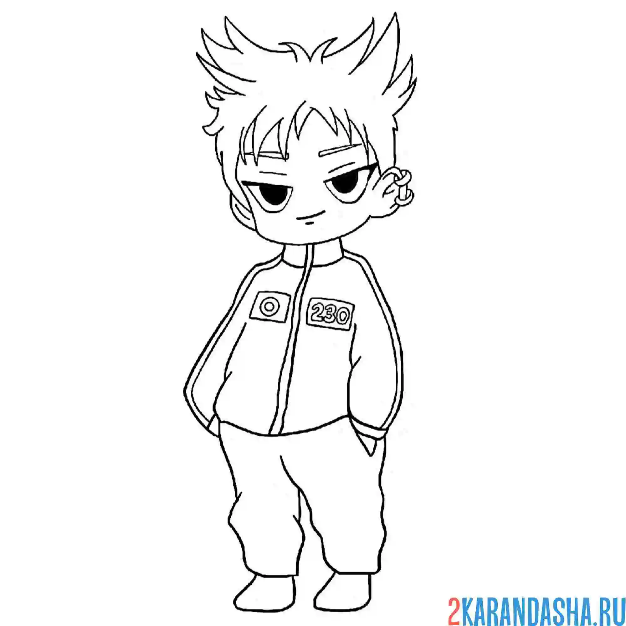 Раскраска игра в кальмара 2 чхве су бон