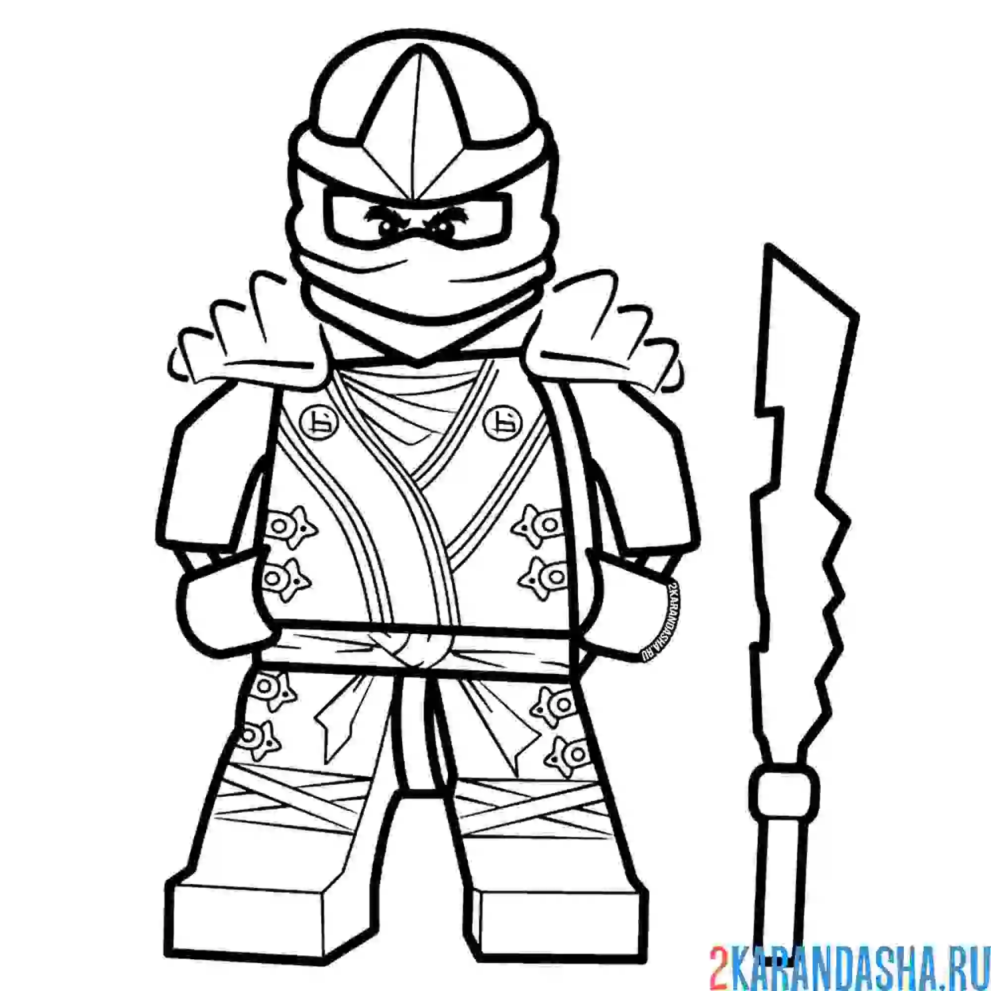 Раскраска ниндзяго золотой в маске