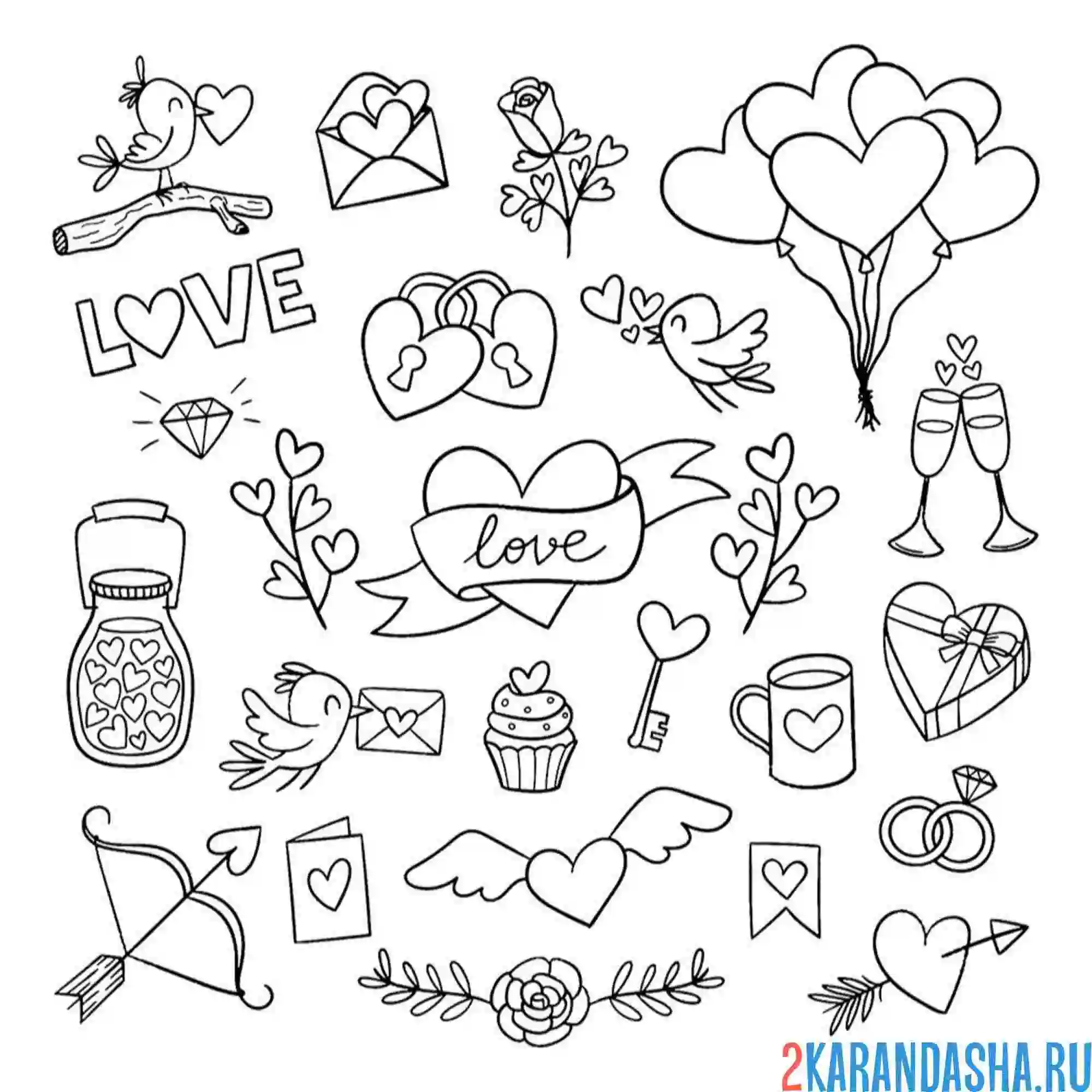 Раскраска иконки 14 февраля