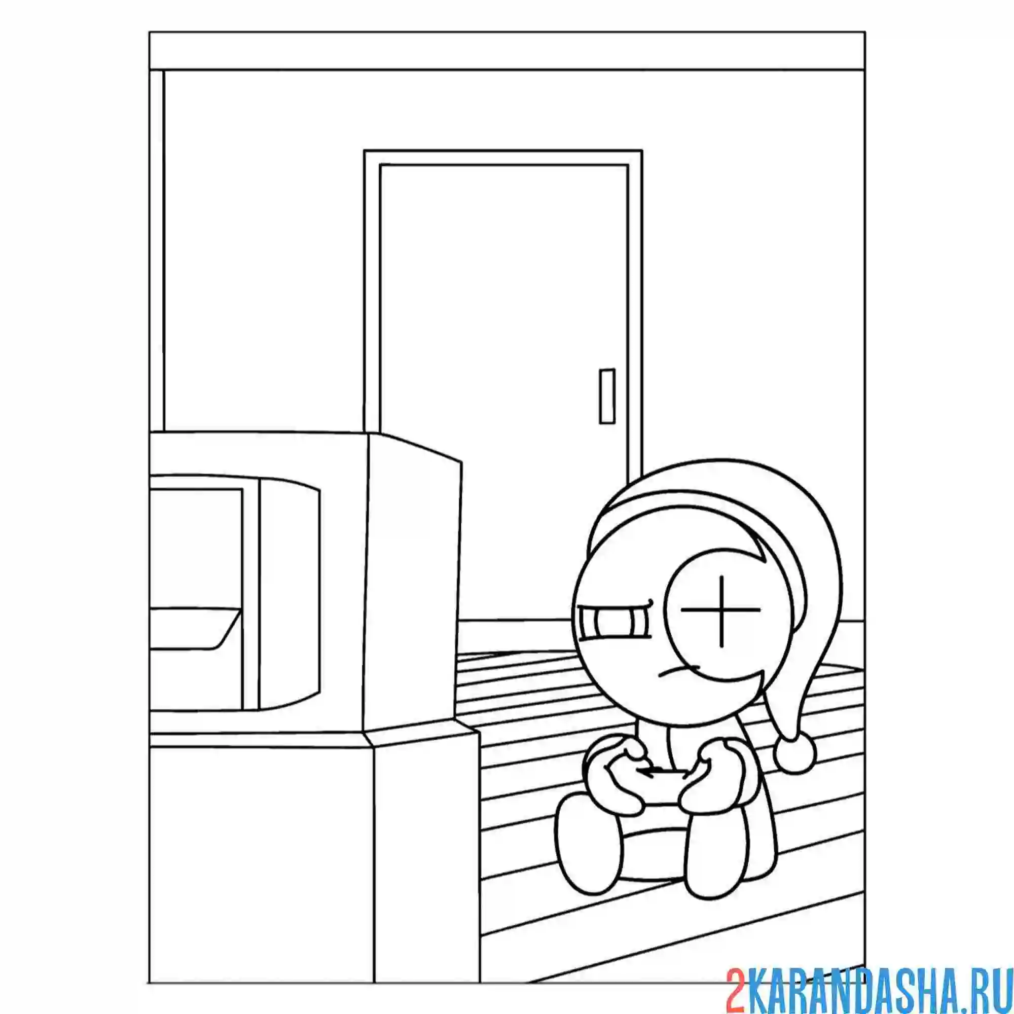 Раскраска астро смотрит тв мир денди