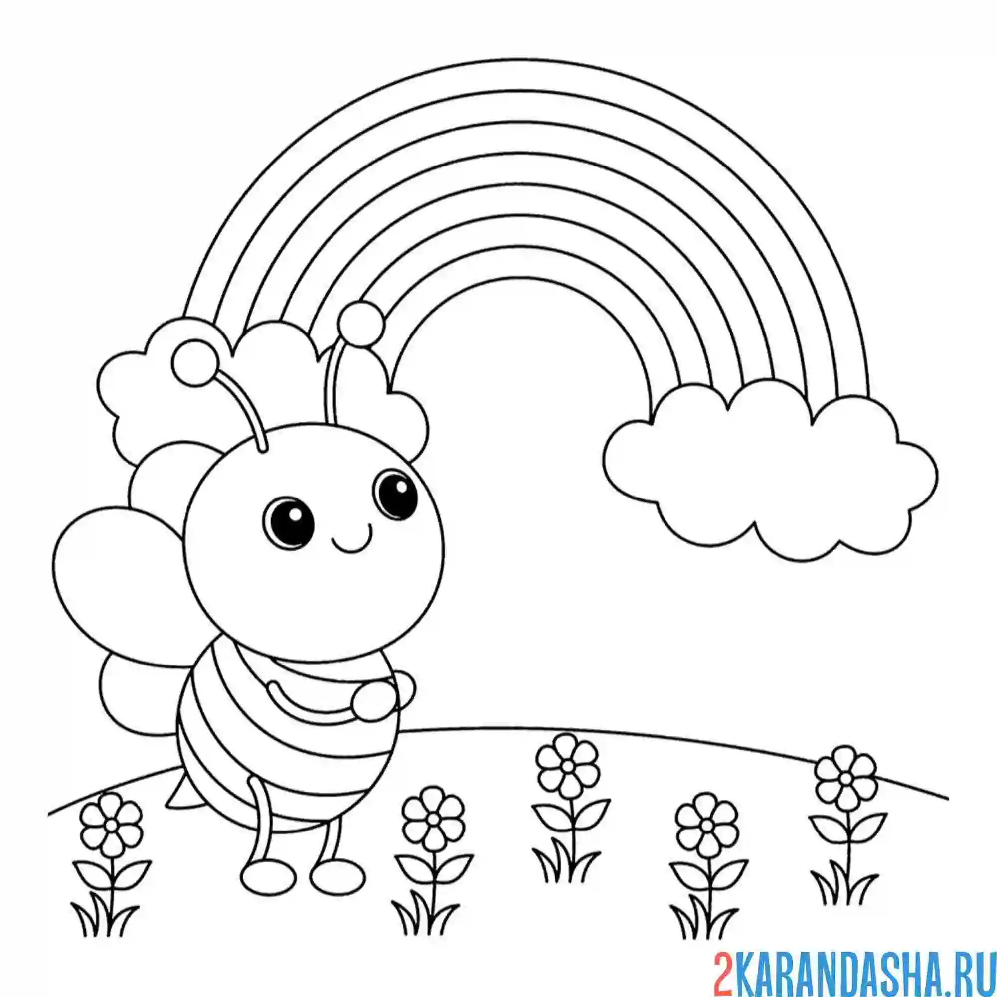 Раскраска пчела и радуга