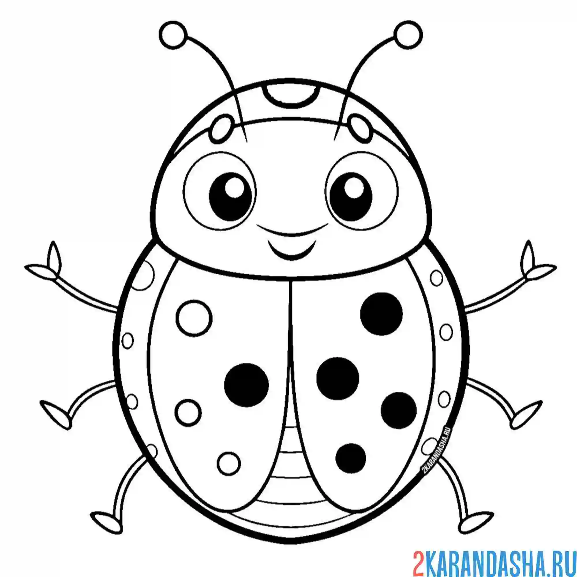 Раскраска божья коровка улыбака