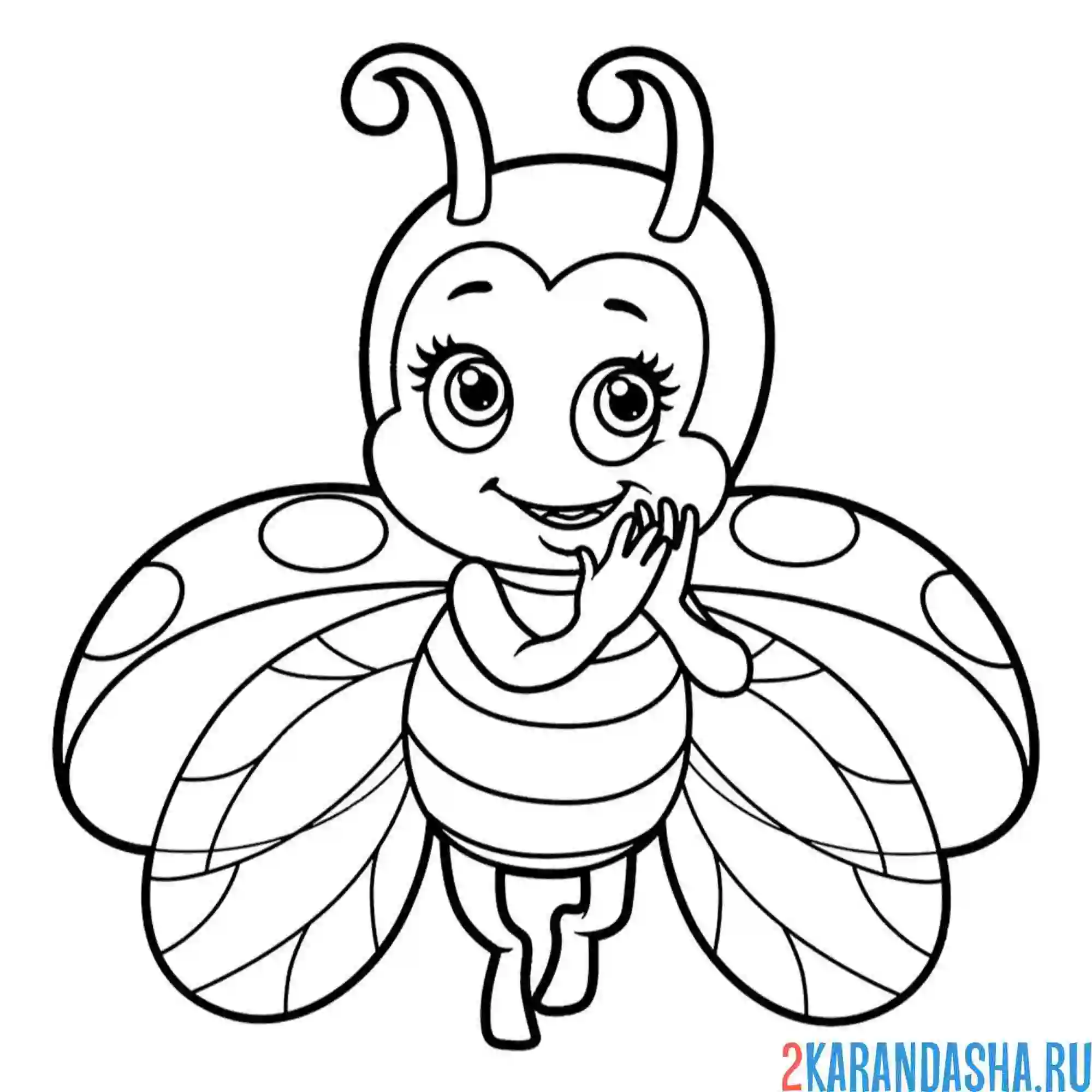 Раскраска божья коровка умиляется