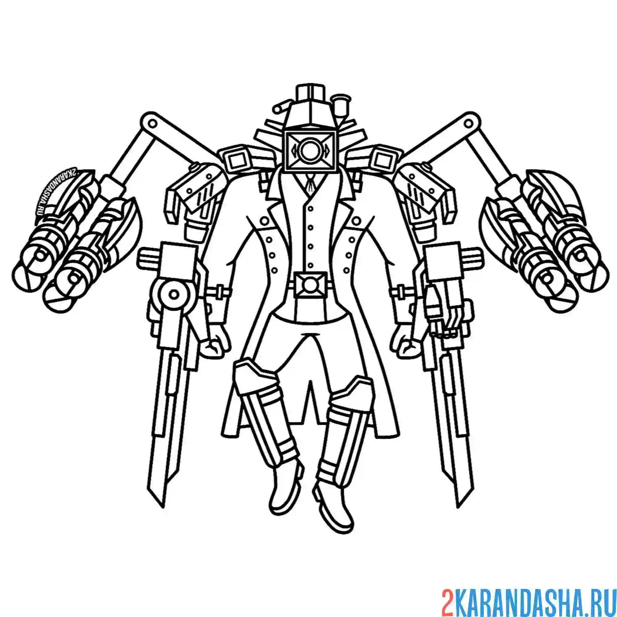 Раскраска новый камерамен с астро скибиди