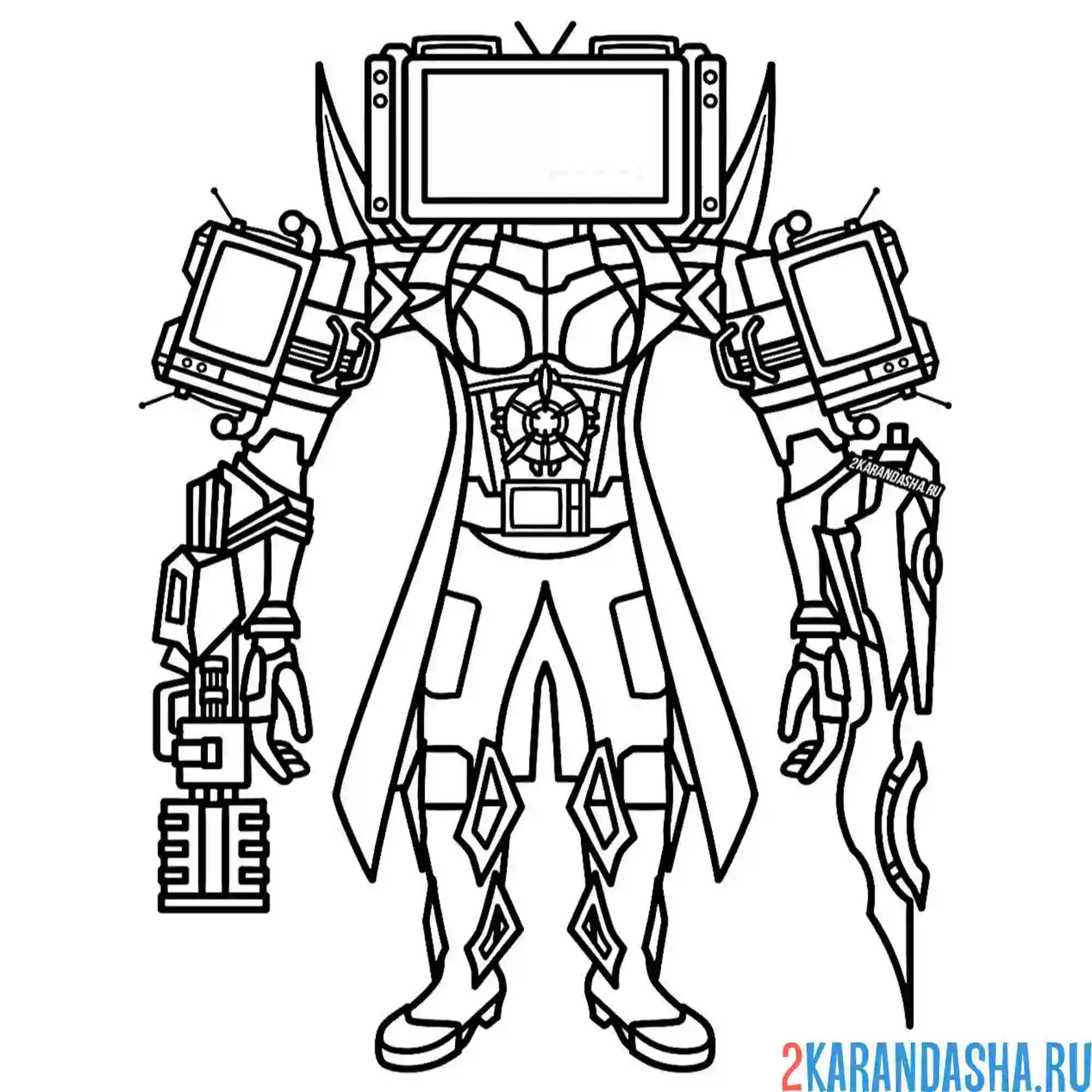 Раскраска апгрейд титан тв-вумен скибиди