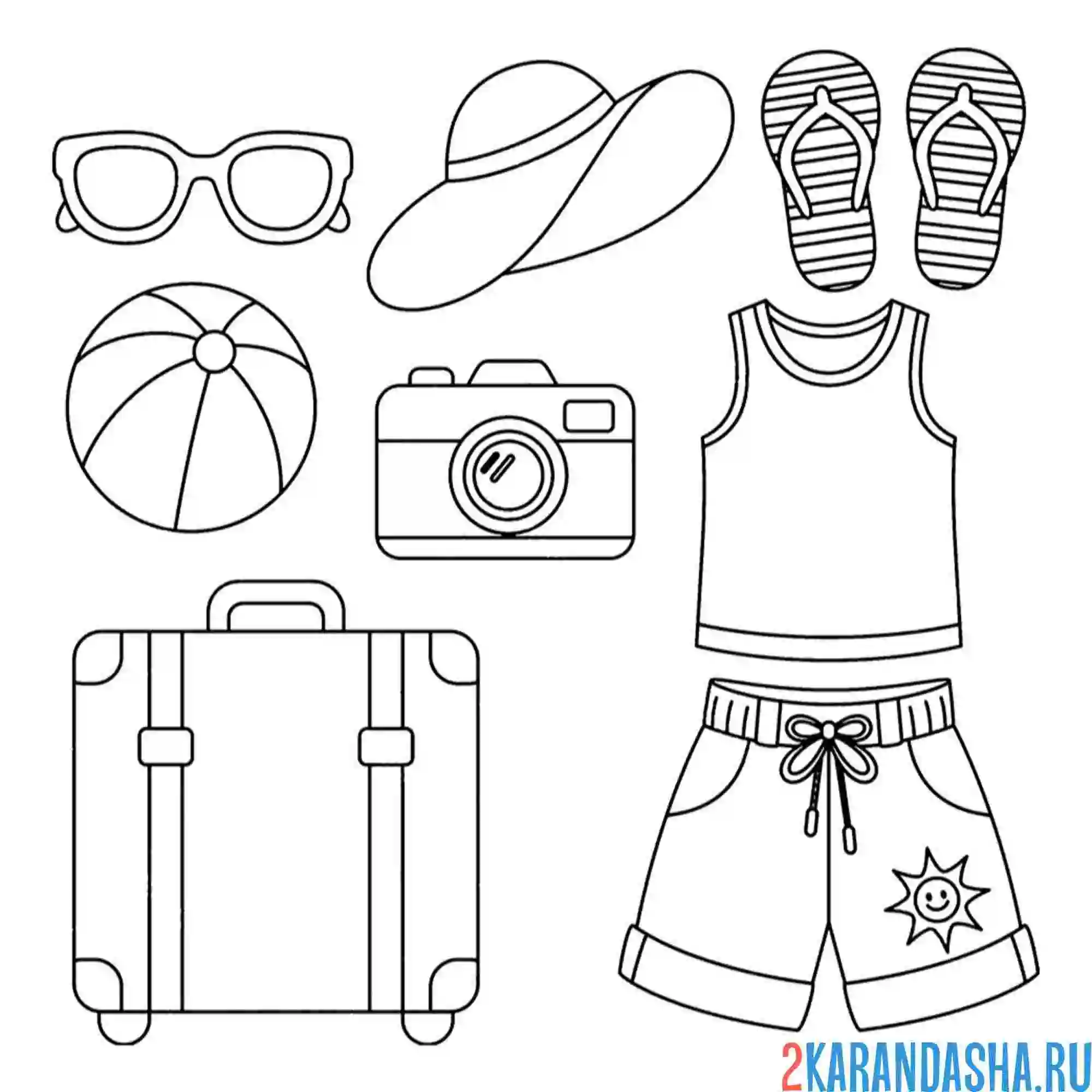 Раскраска летняя одежда