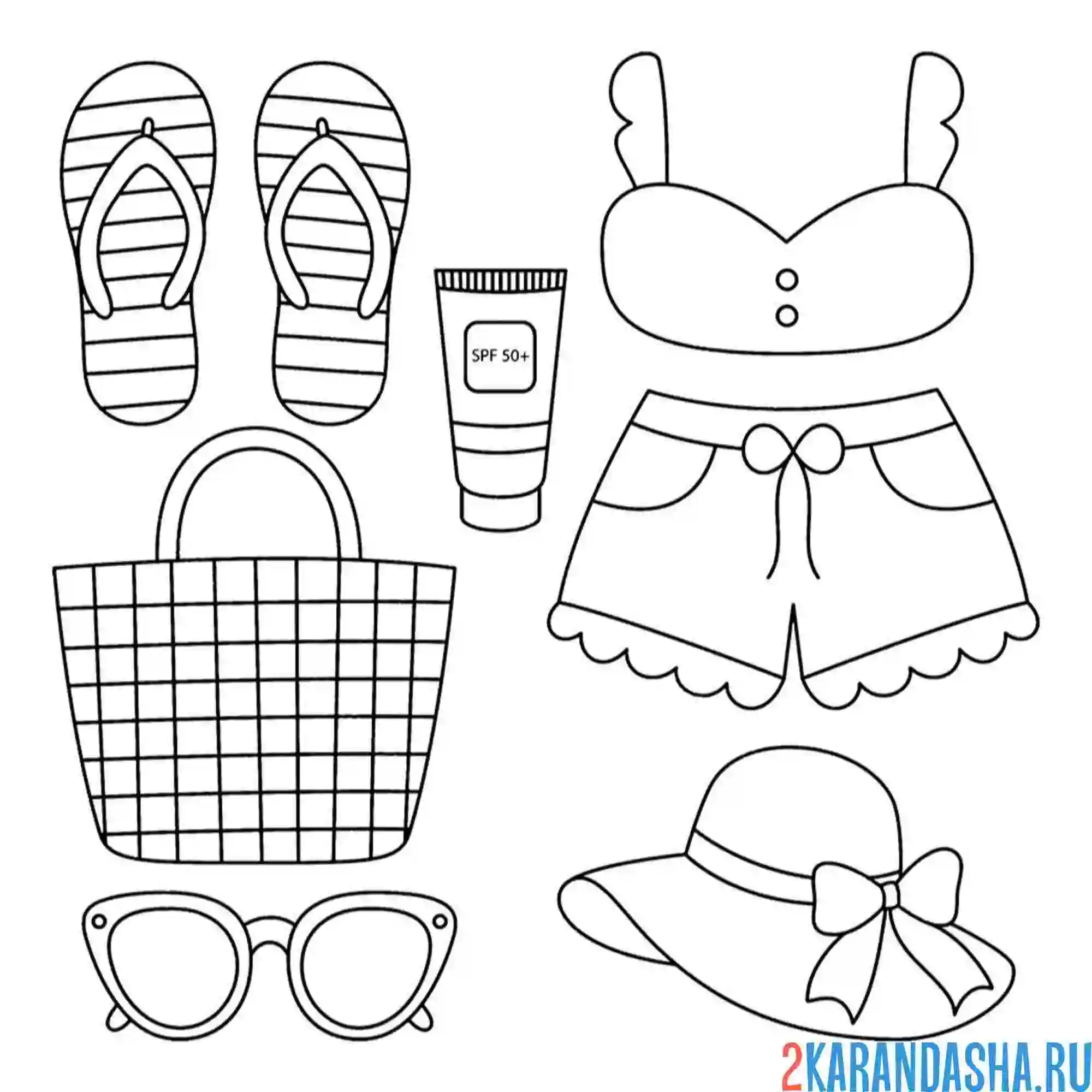 Раскраска летняя одежда девочка