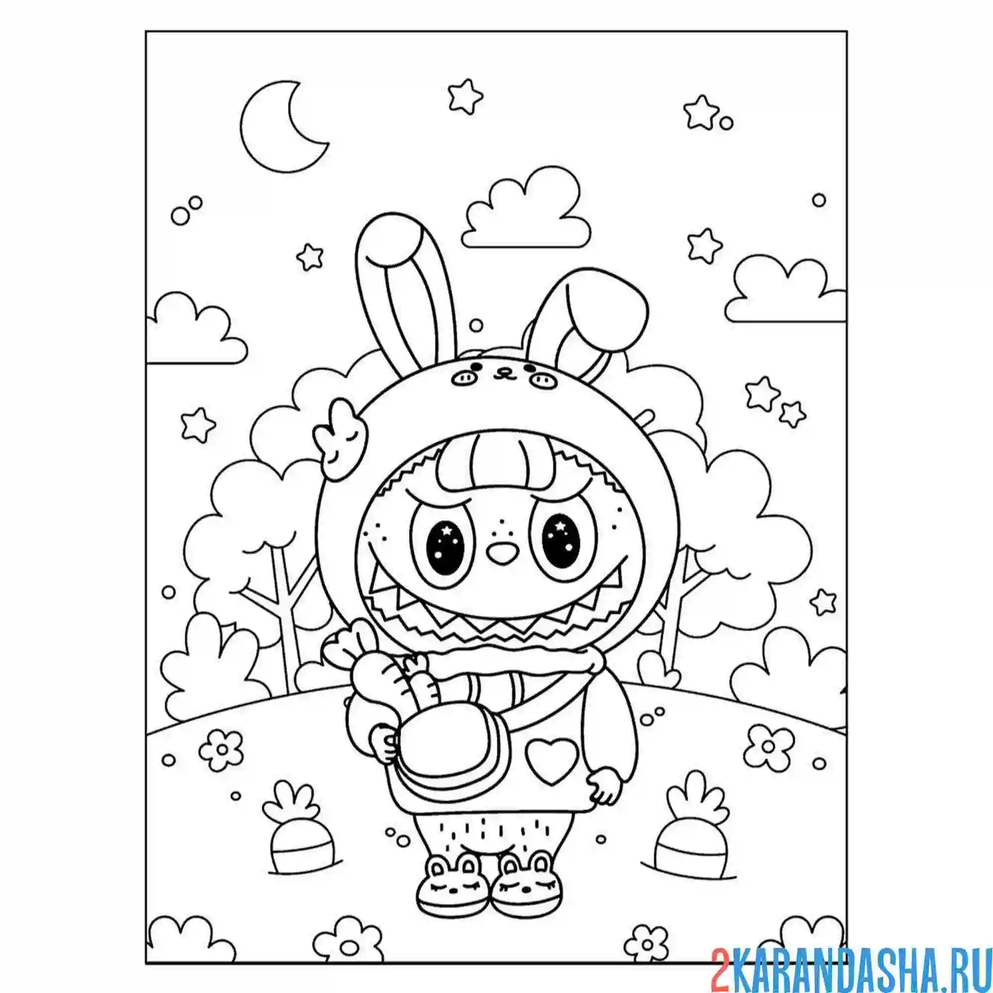 Раскраска лабубу летом