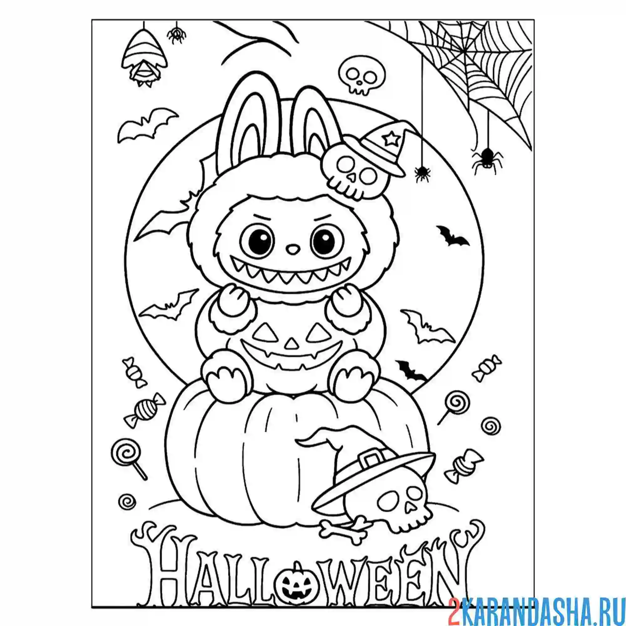 Раскраска лабубу на хеллоуин