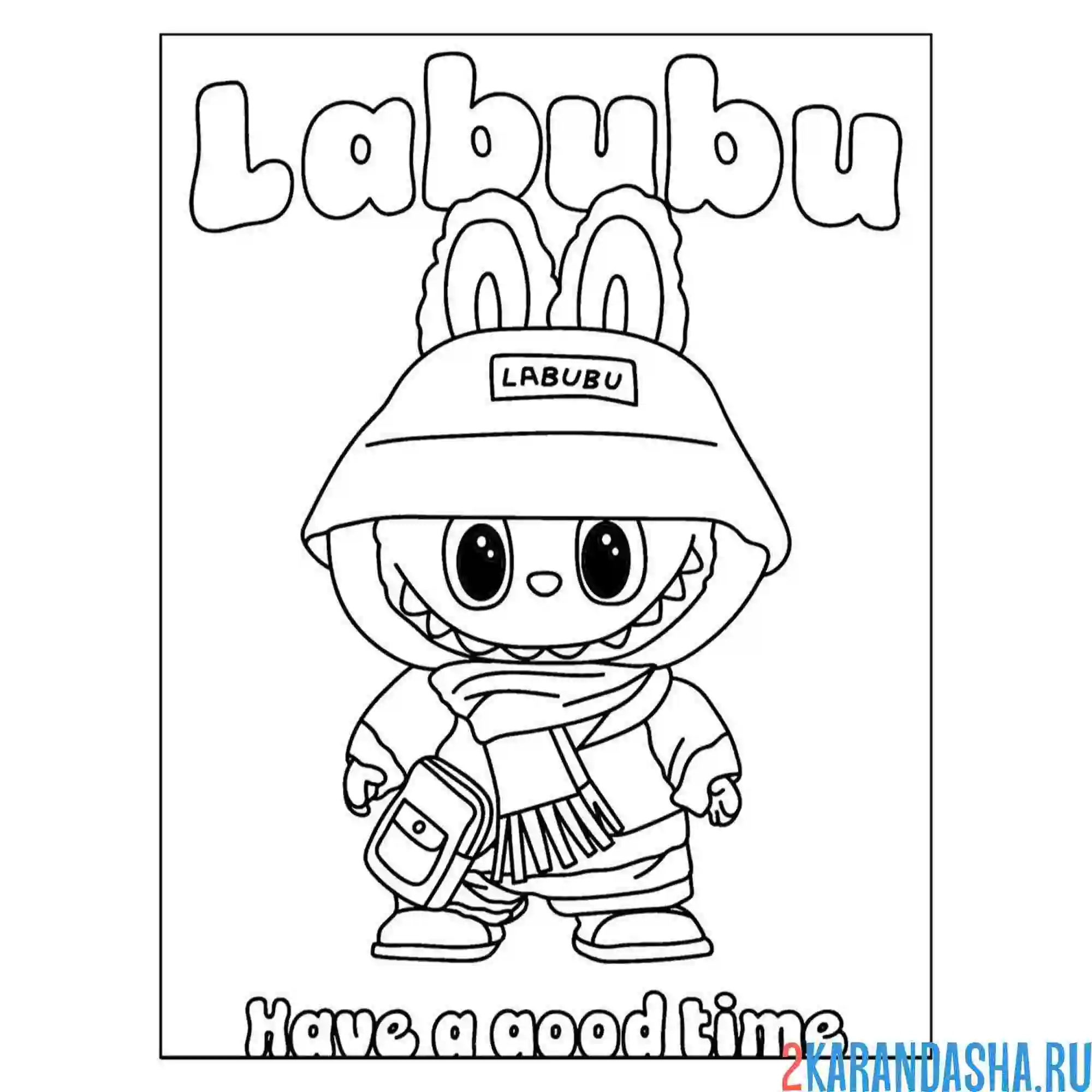 Раскраска лабубу в шарфе