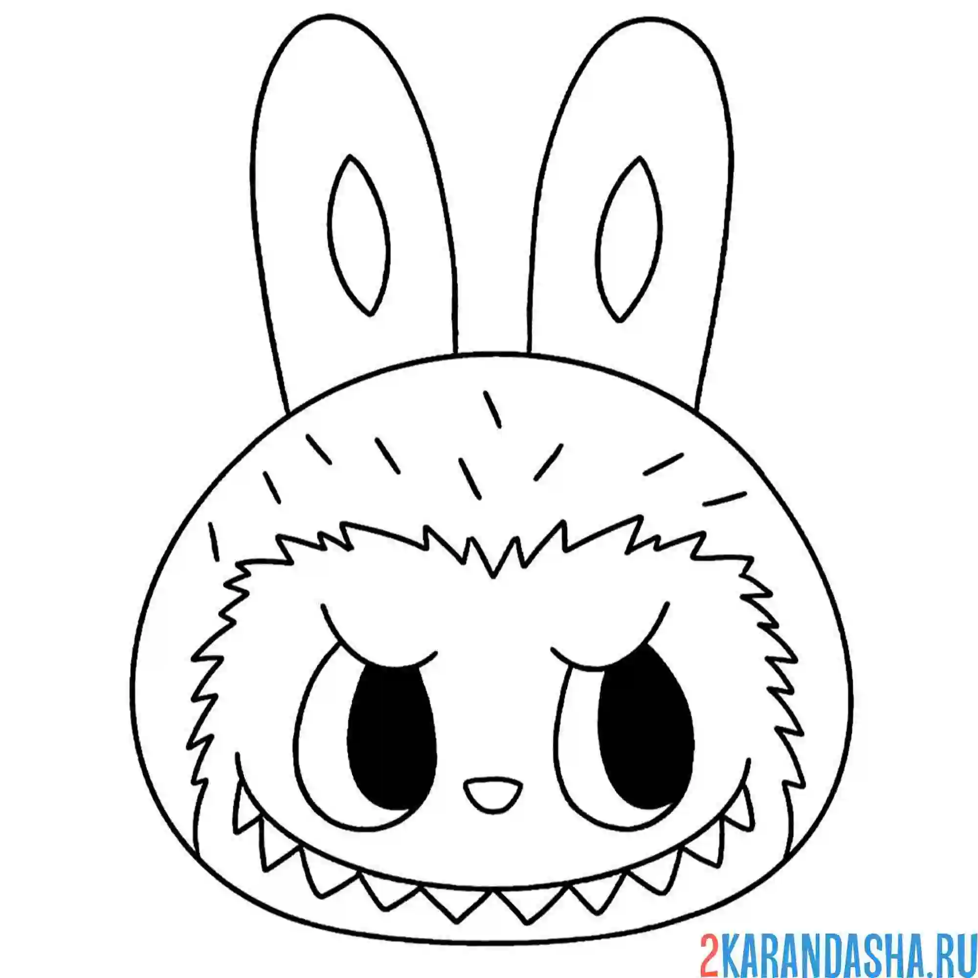 Раскраска голова лабубу