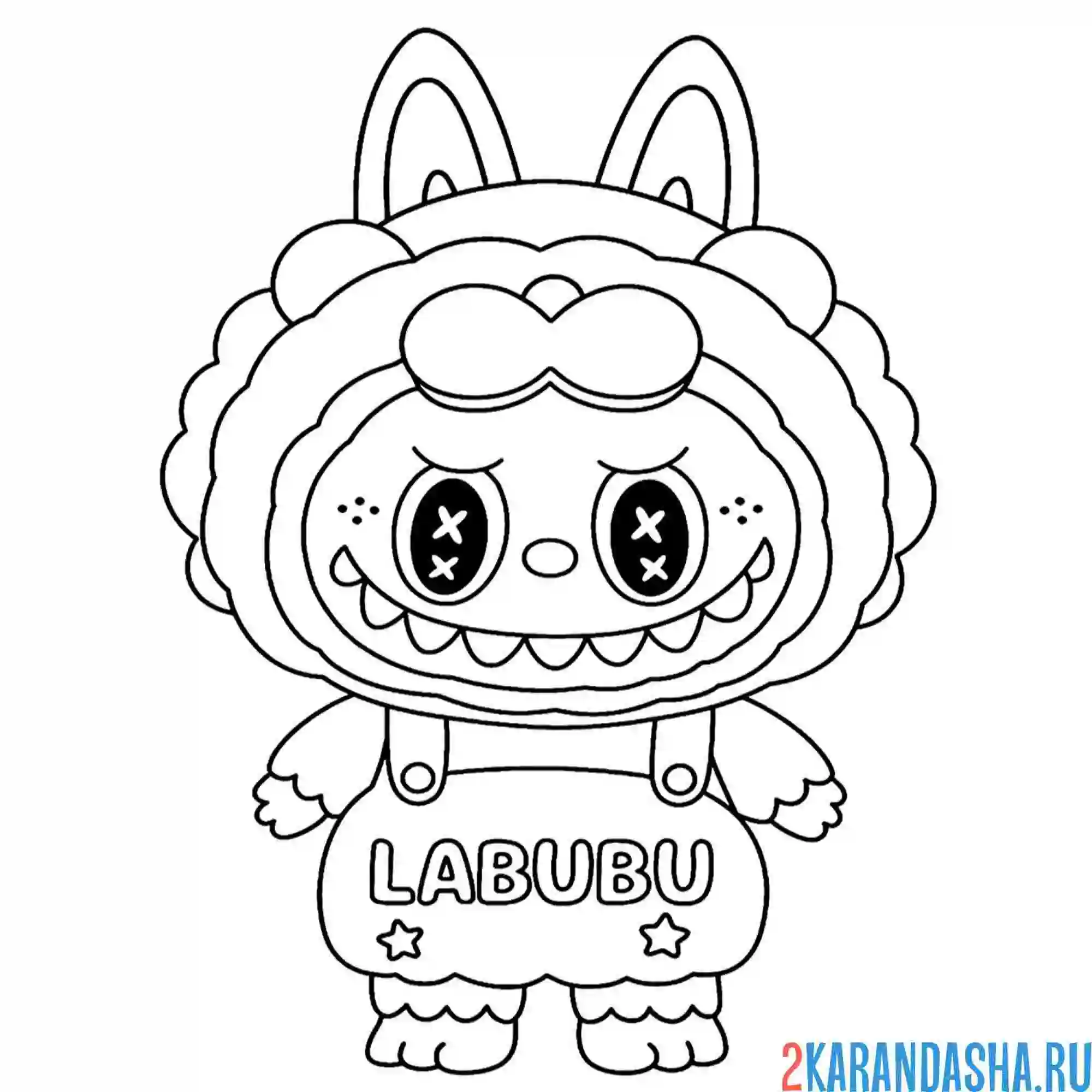 Раскраска лабубу в комбинезоне