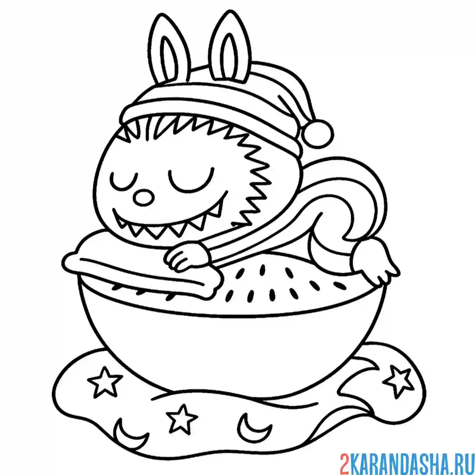 Раскраска лабубу спит