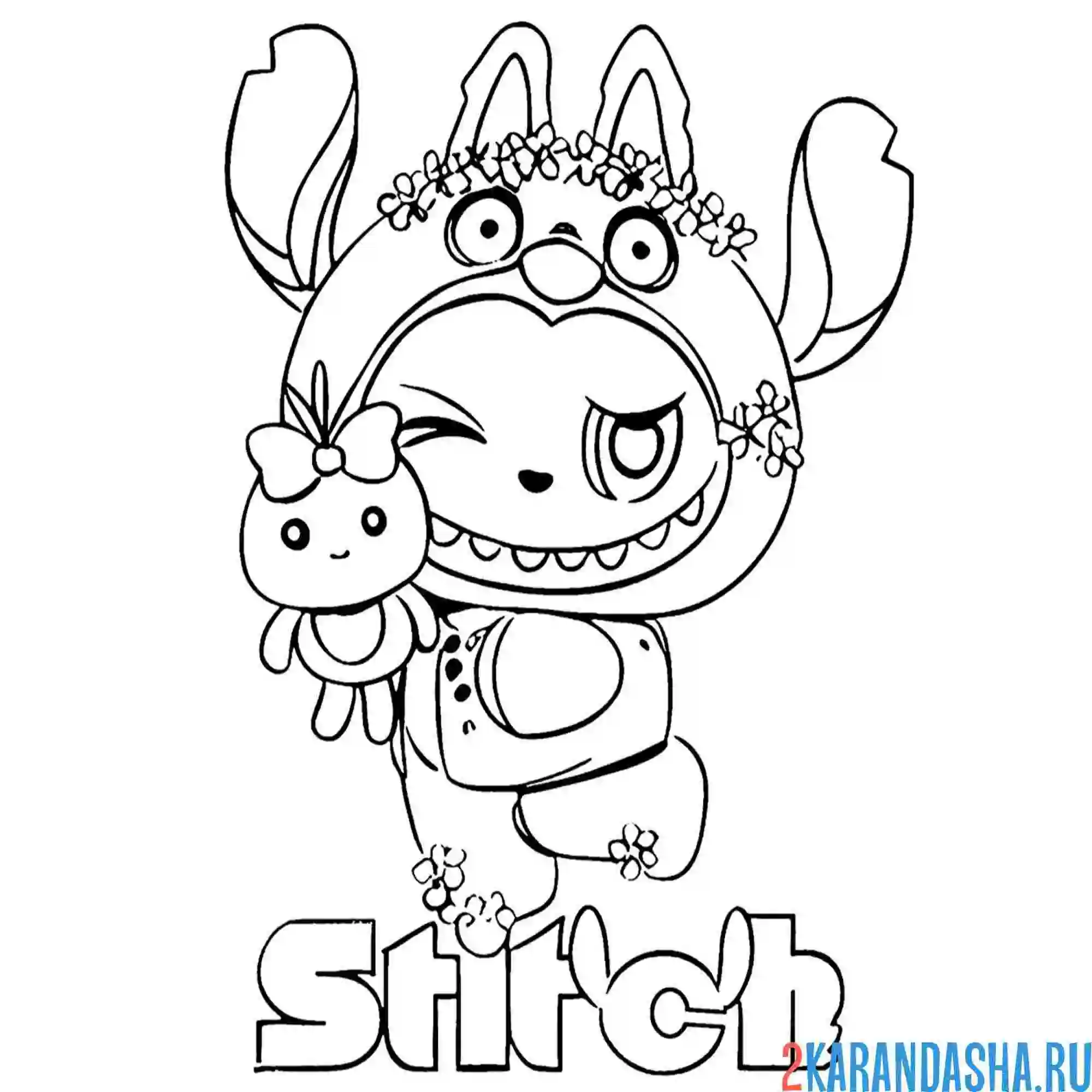 Раскраска лабубу стич