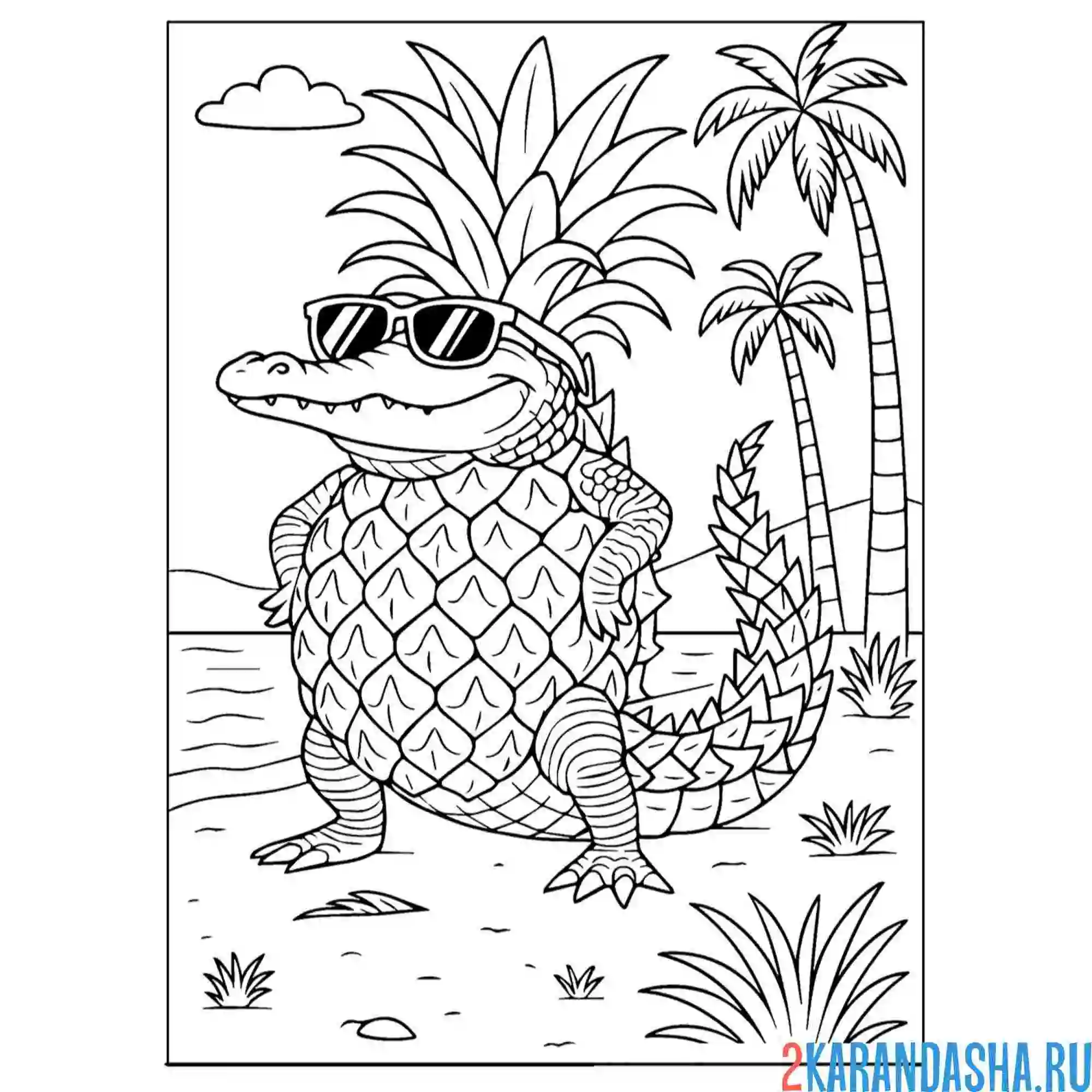 Раскраска крокодило-ананасини