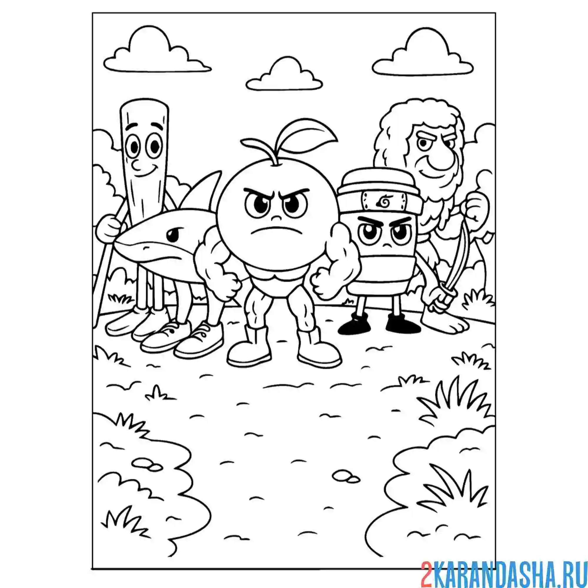 Раскраска персонажи итальянские животные