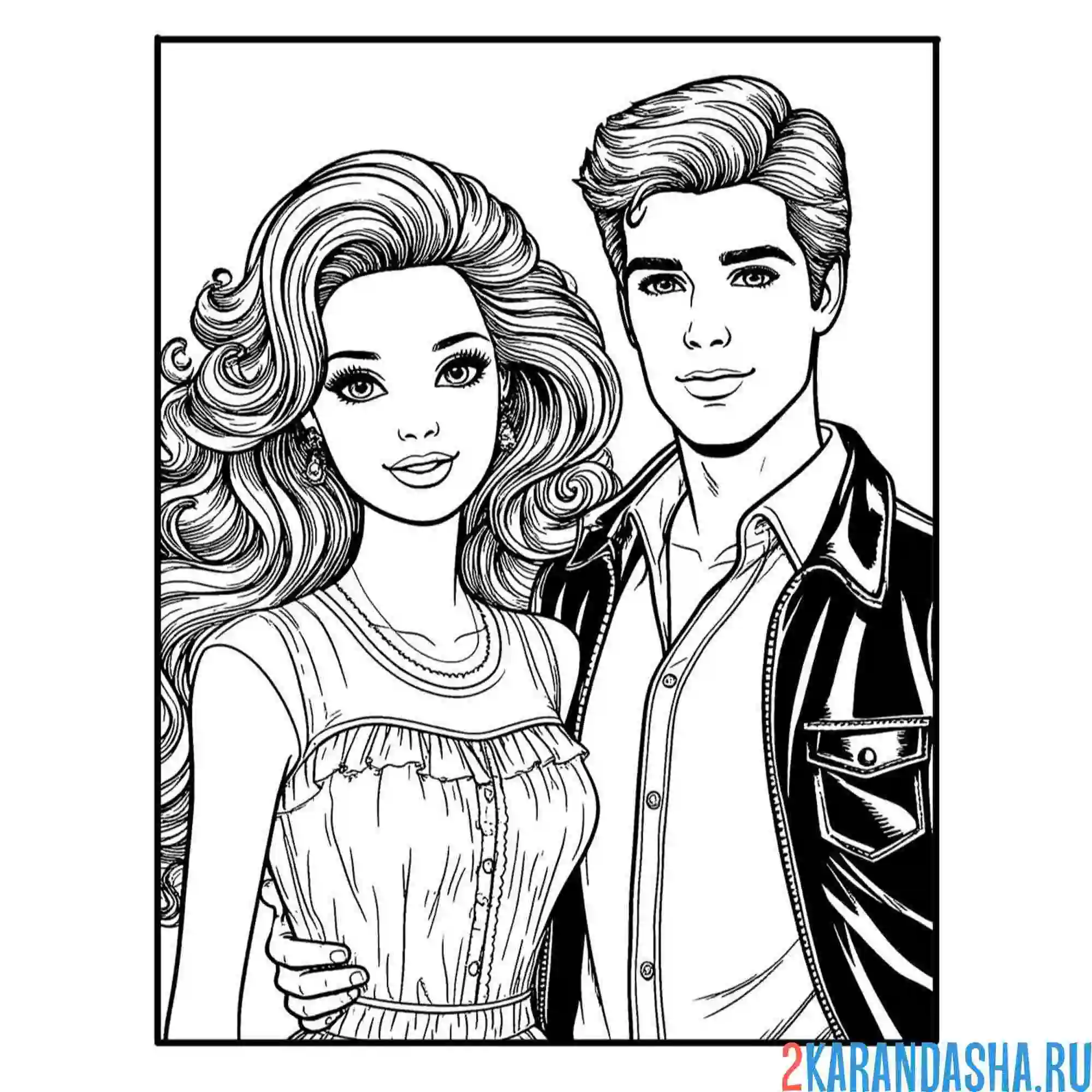 Раскраска барби и ее кен
