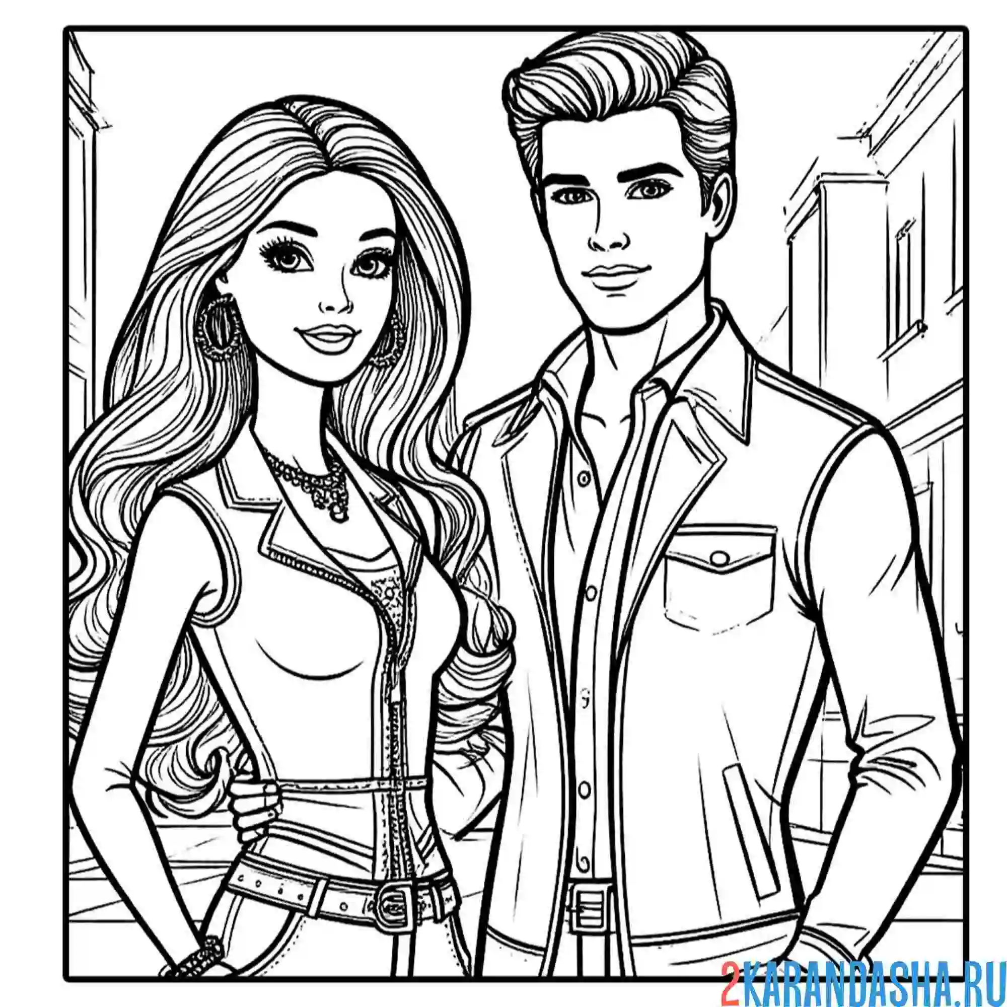 Раскраска барби и кен красивые