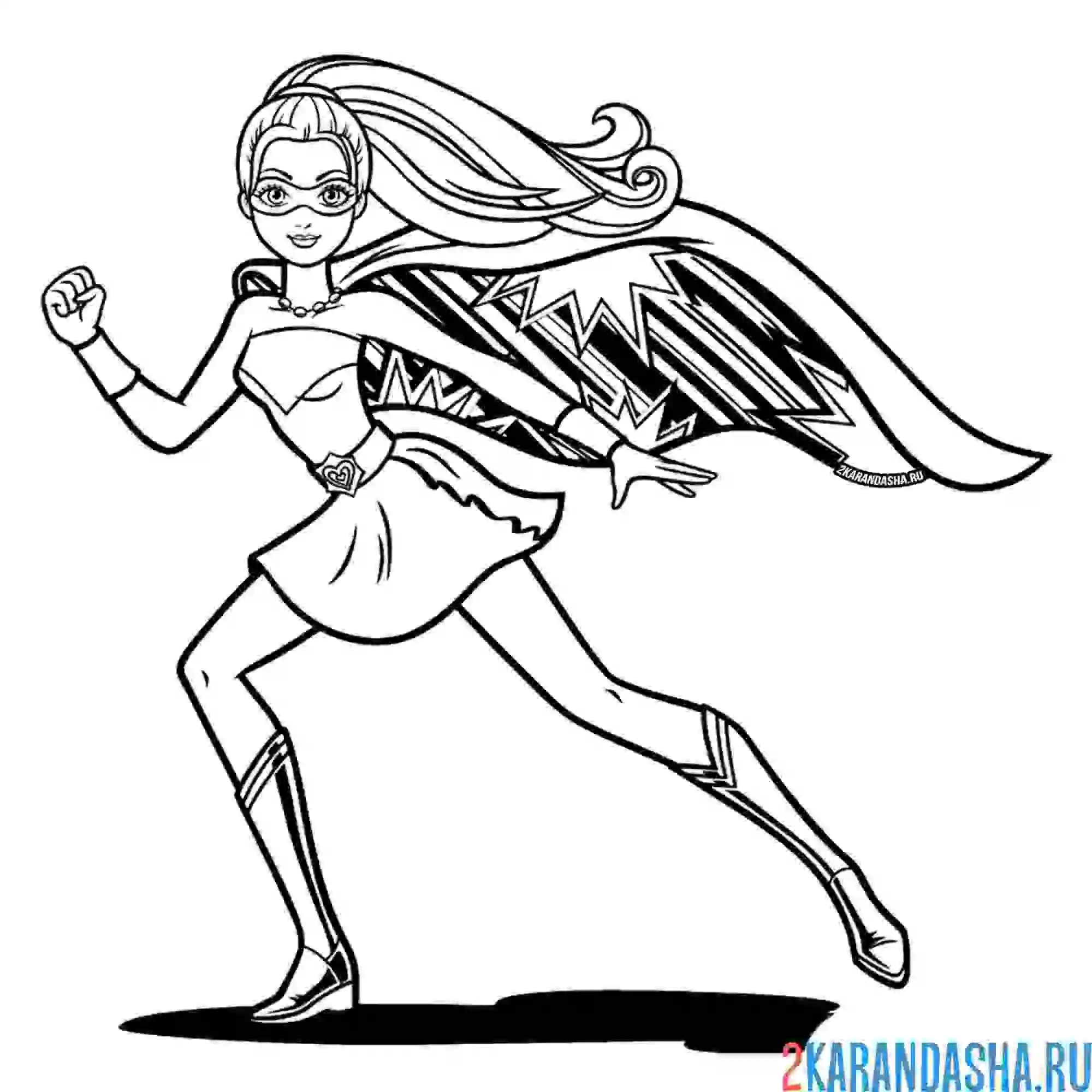 Раскраска барби супер принцесса герой