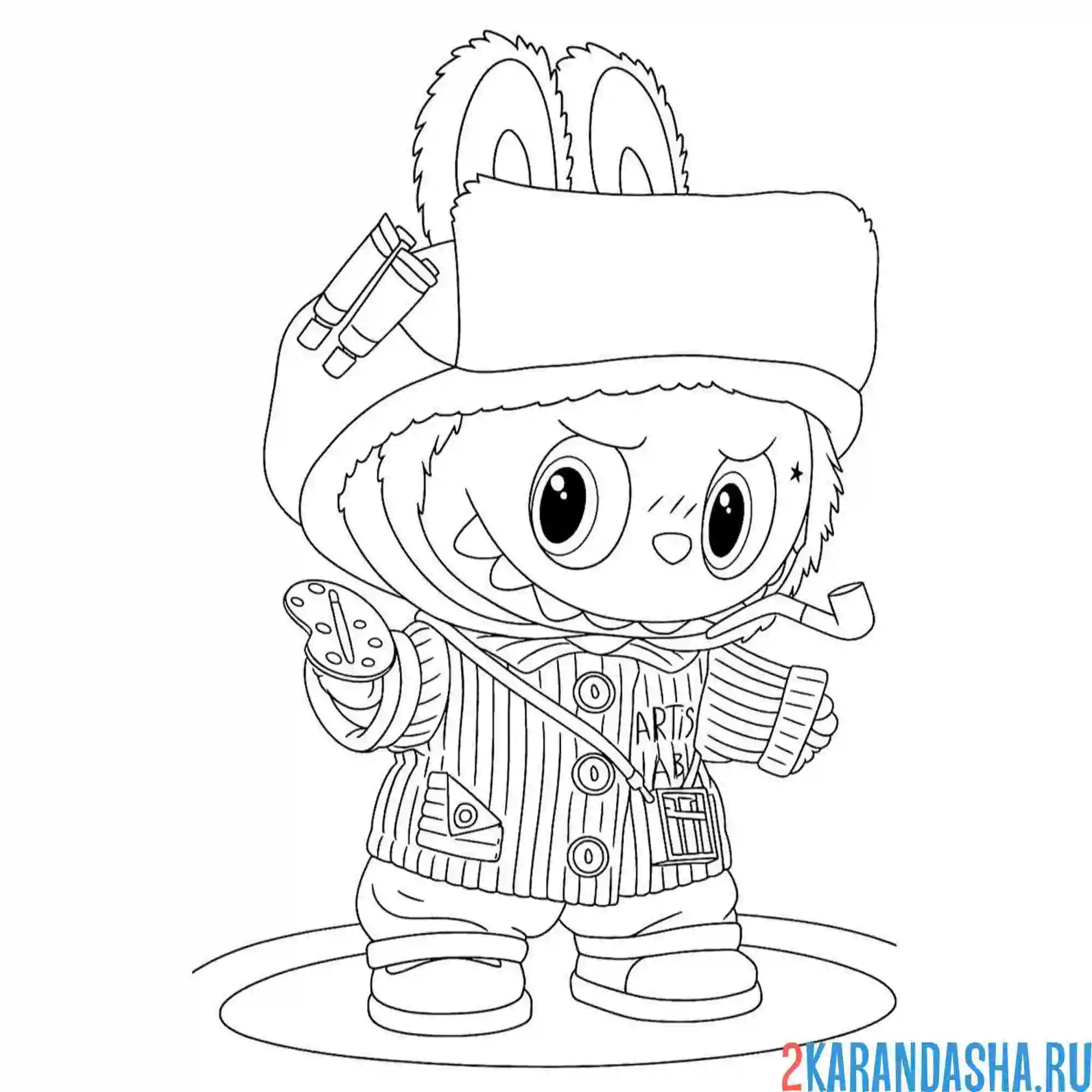 Раскраска лабубу в пиджаке