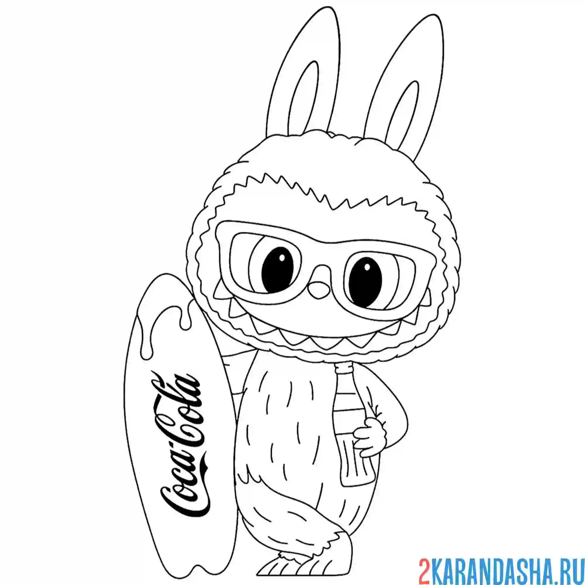 Раскраска лабубу серфер