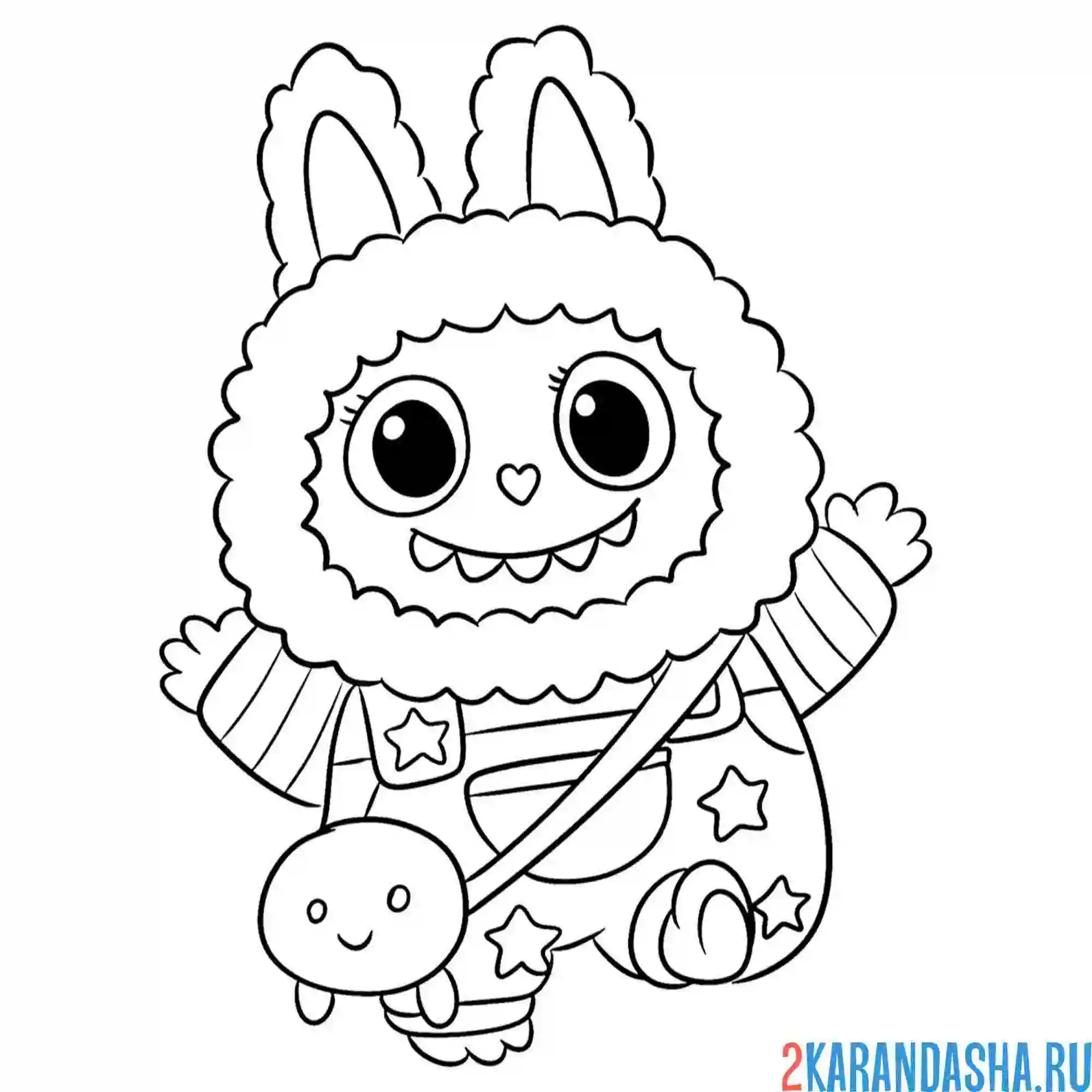 Раскраска лабубу и сумочка