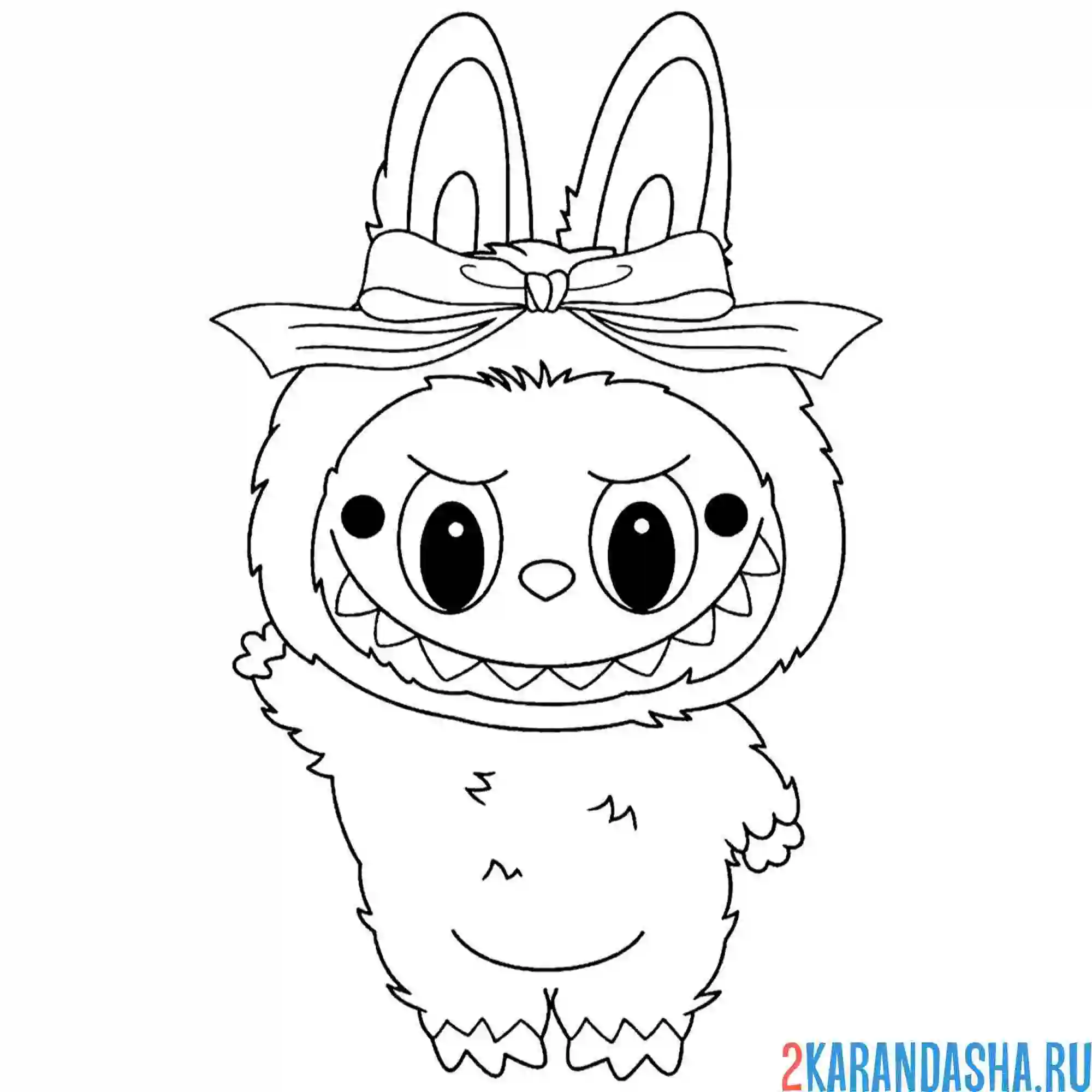 Раскраска лабубу с бантиком