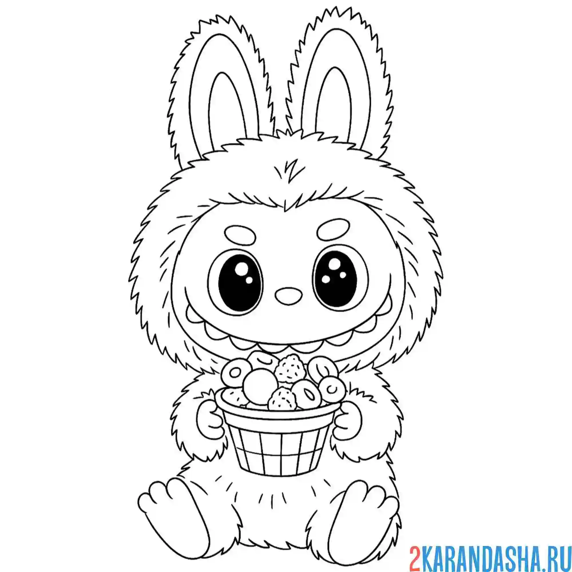 Раскраска лабубу и корзинка вкусняшек