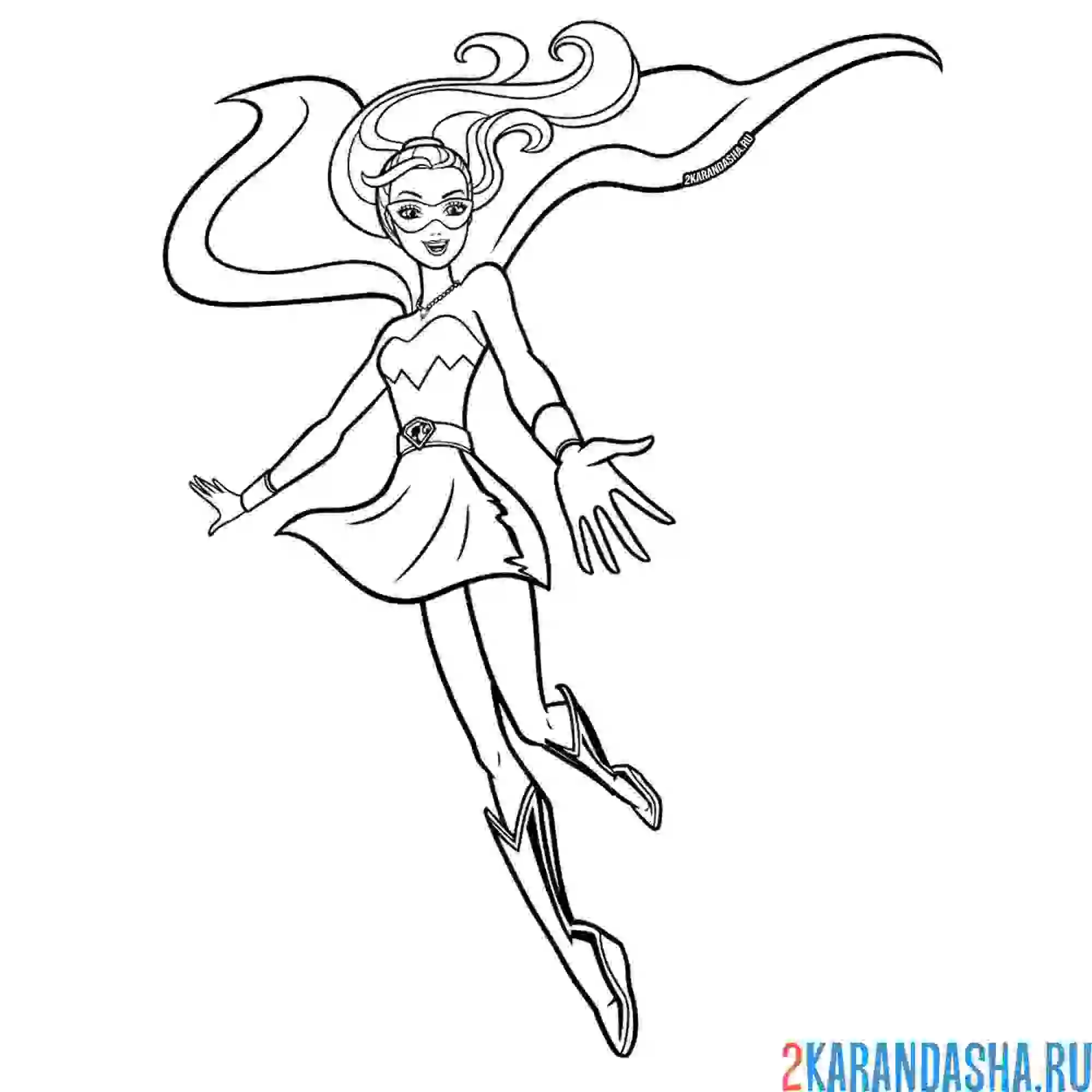 Раскраска барби крутая супер-герой