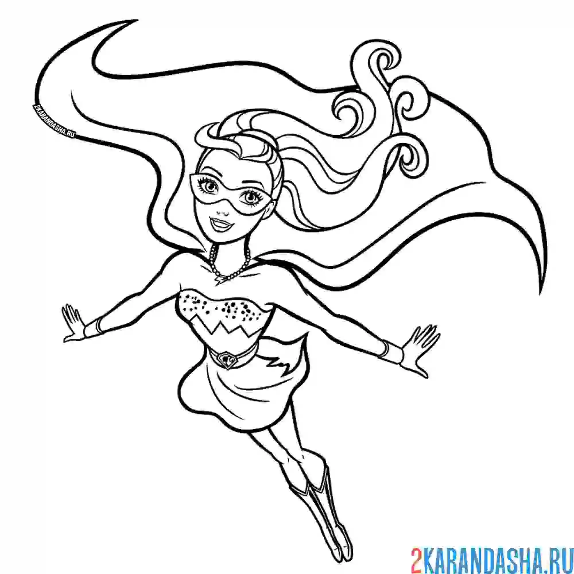 Раскраска барби супер-принцесса в плаще