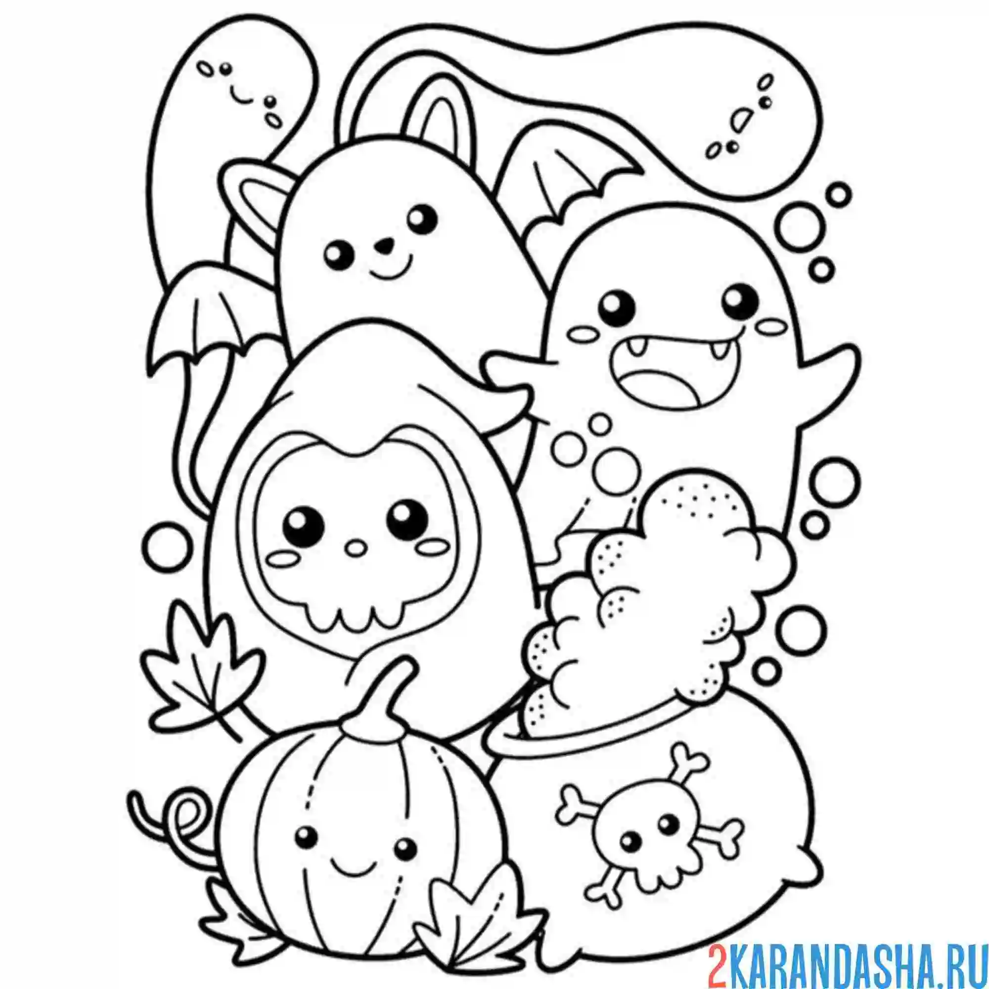 Раскраска милашные привидения хэллоуин