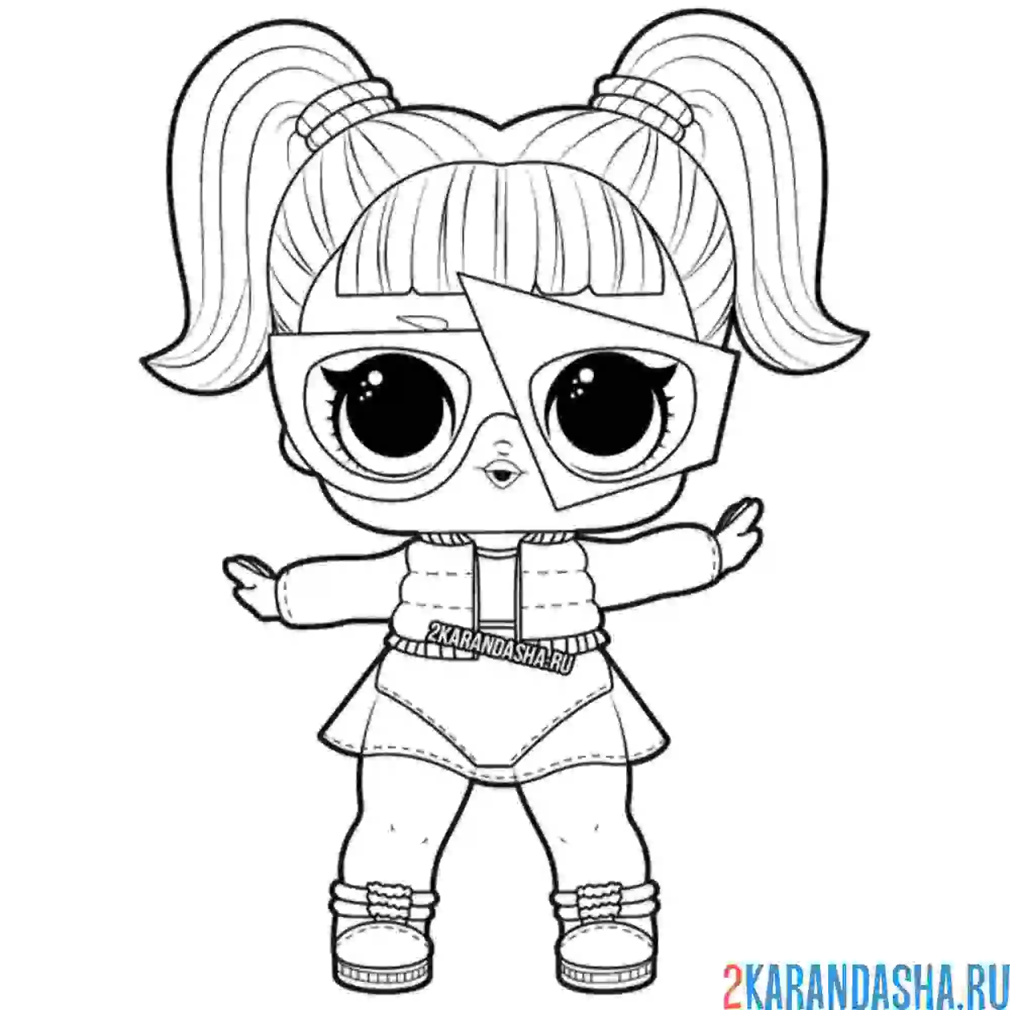 Раскраска кукла лол глэмстронавт в очках блестящая