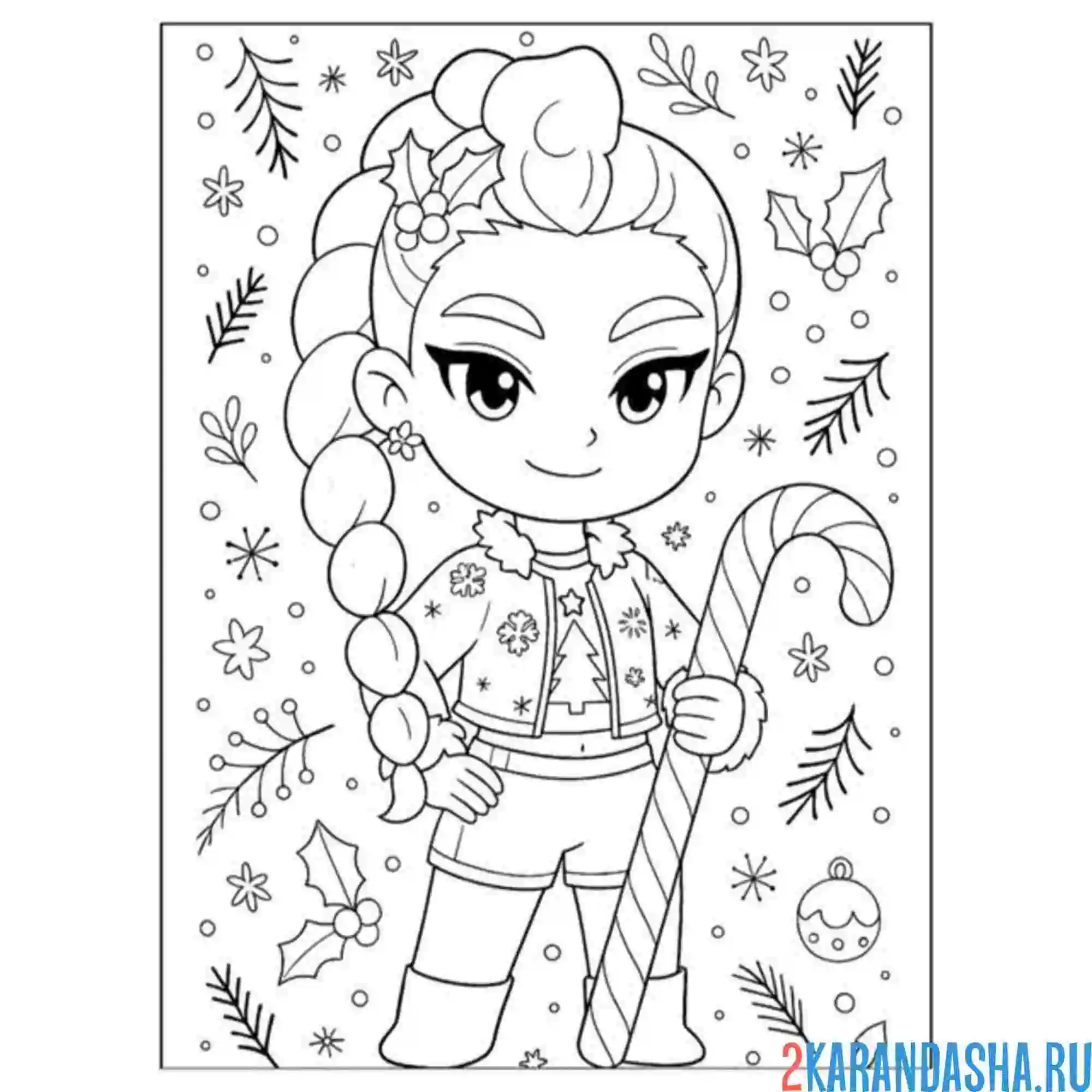 Раскраска новогодня руми хантрикс