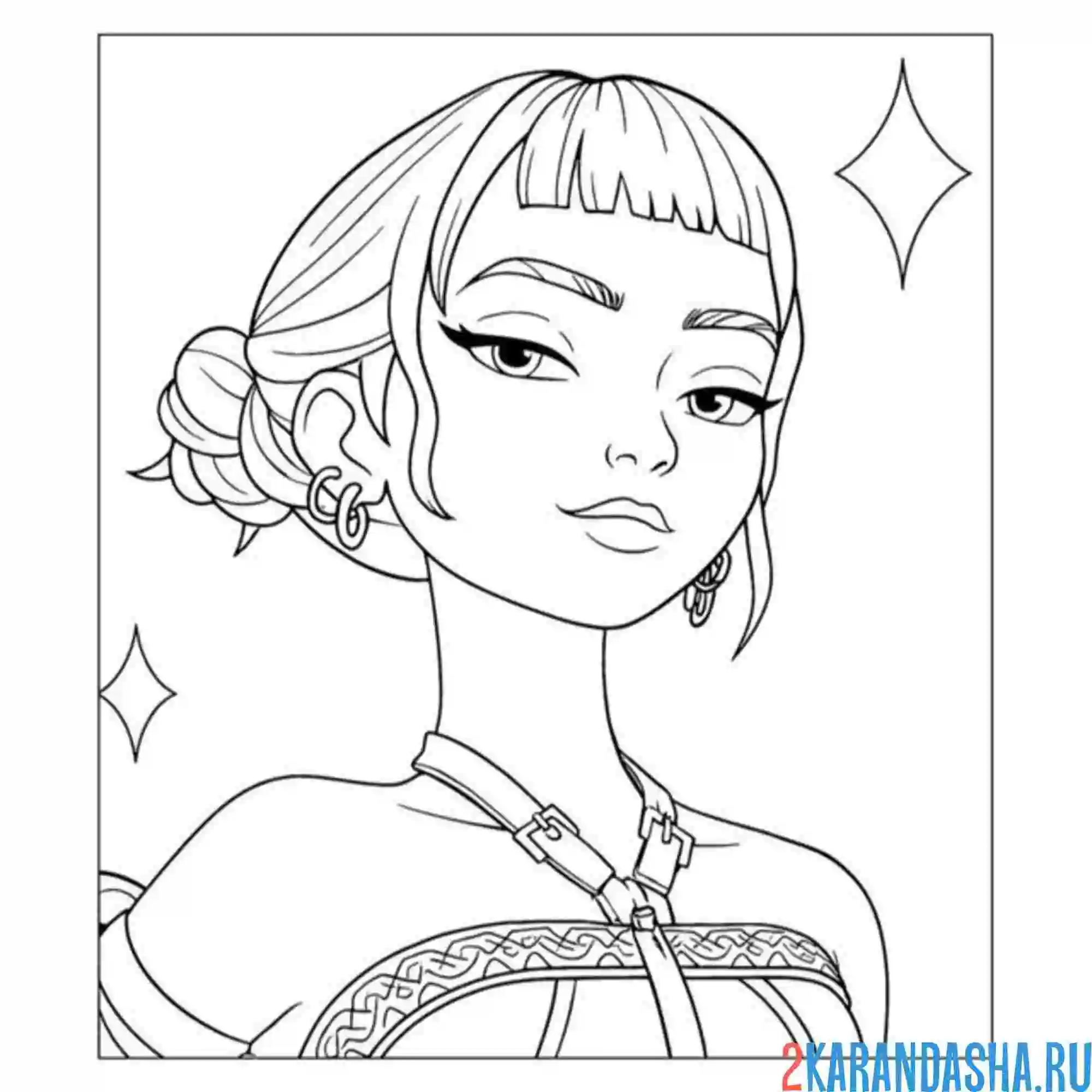 Раскраска зои портрет хантрикс