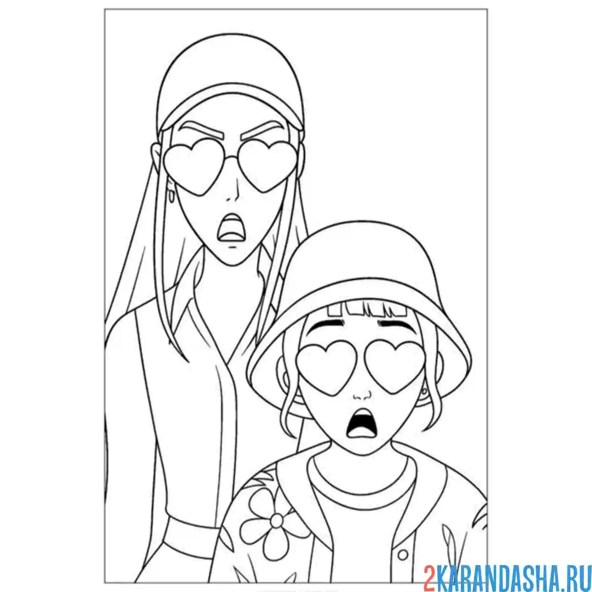Раскраска зои и мира в шоке