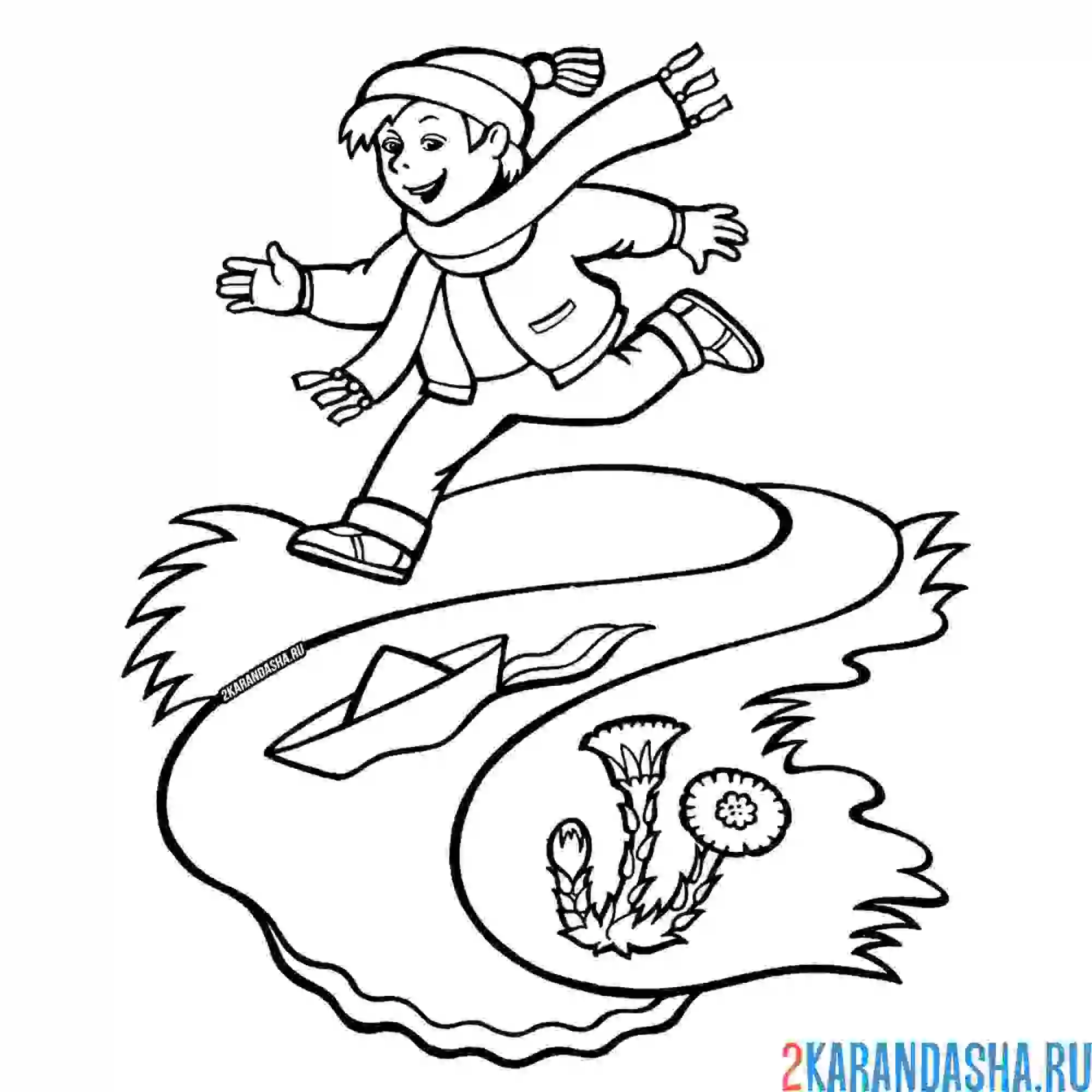 Раскраска весенний кораблик