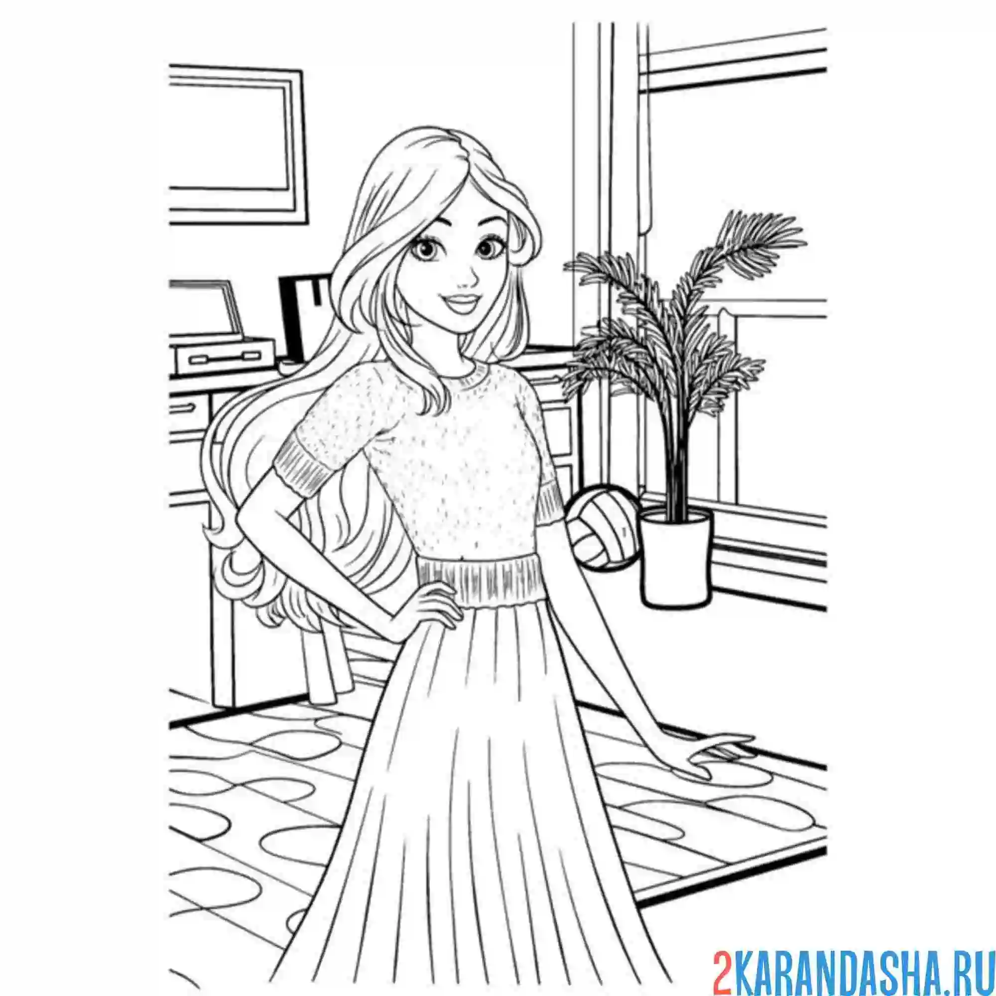 Раскраска барби собирается на работу